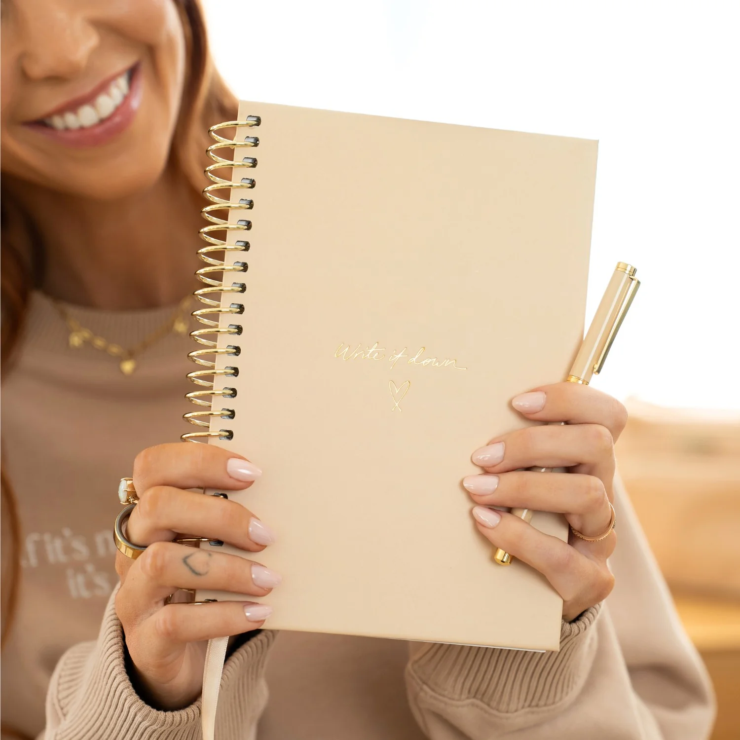'Write it Down' A5 Notebook - Beige - Image 5