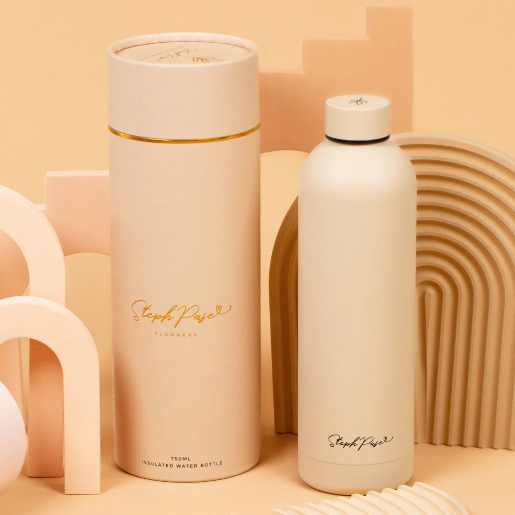 Insulated Water Drink Bottle 750ml Beige - Image 4