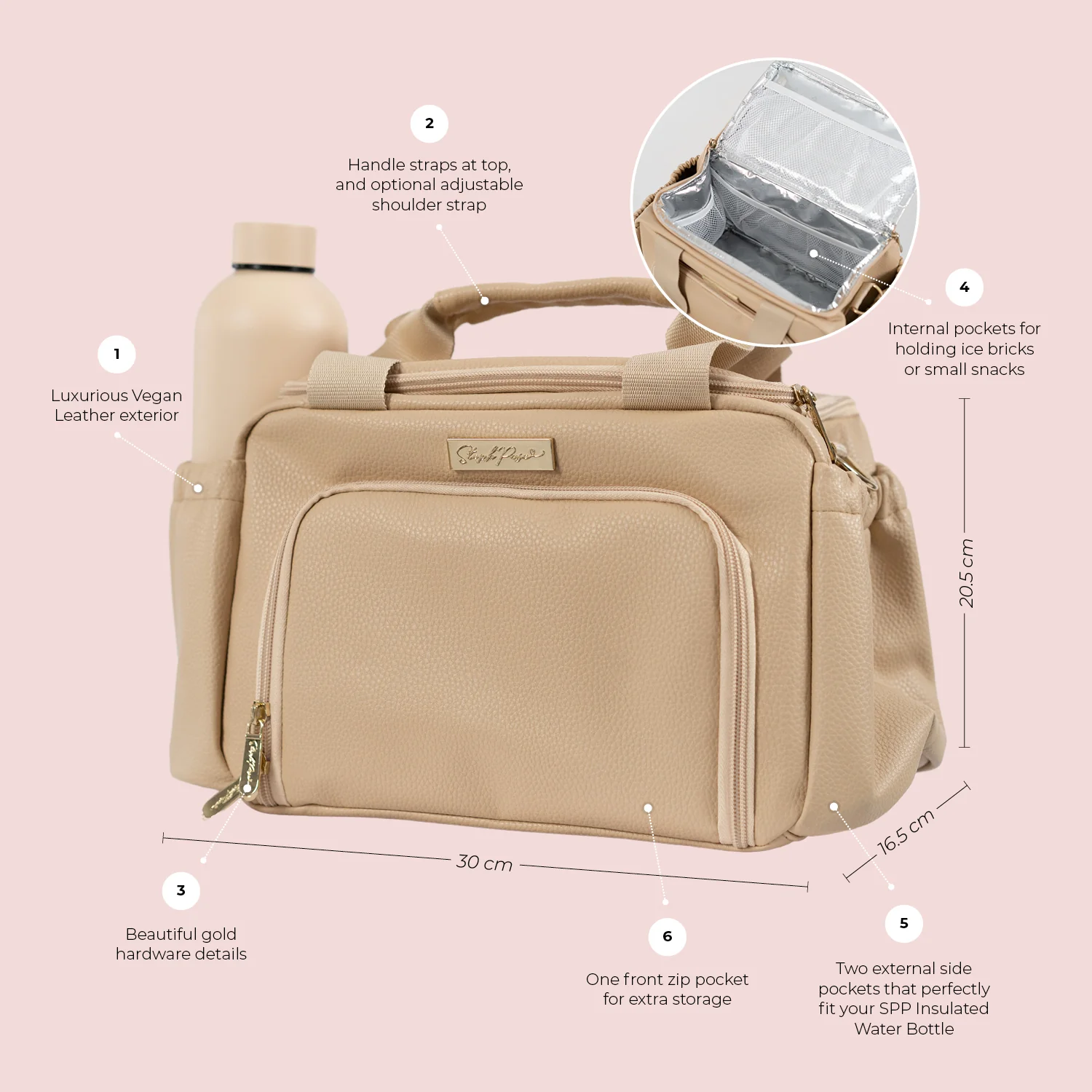 Luxe Insulated Lunch Bag - Beige - Image 3