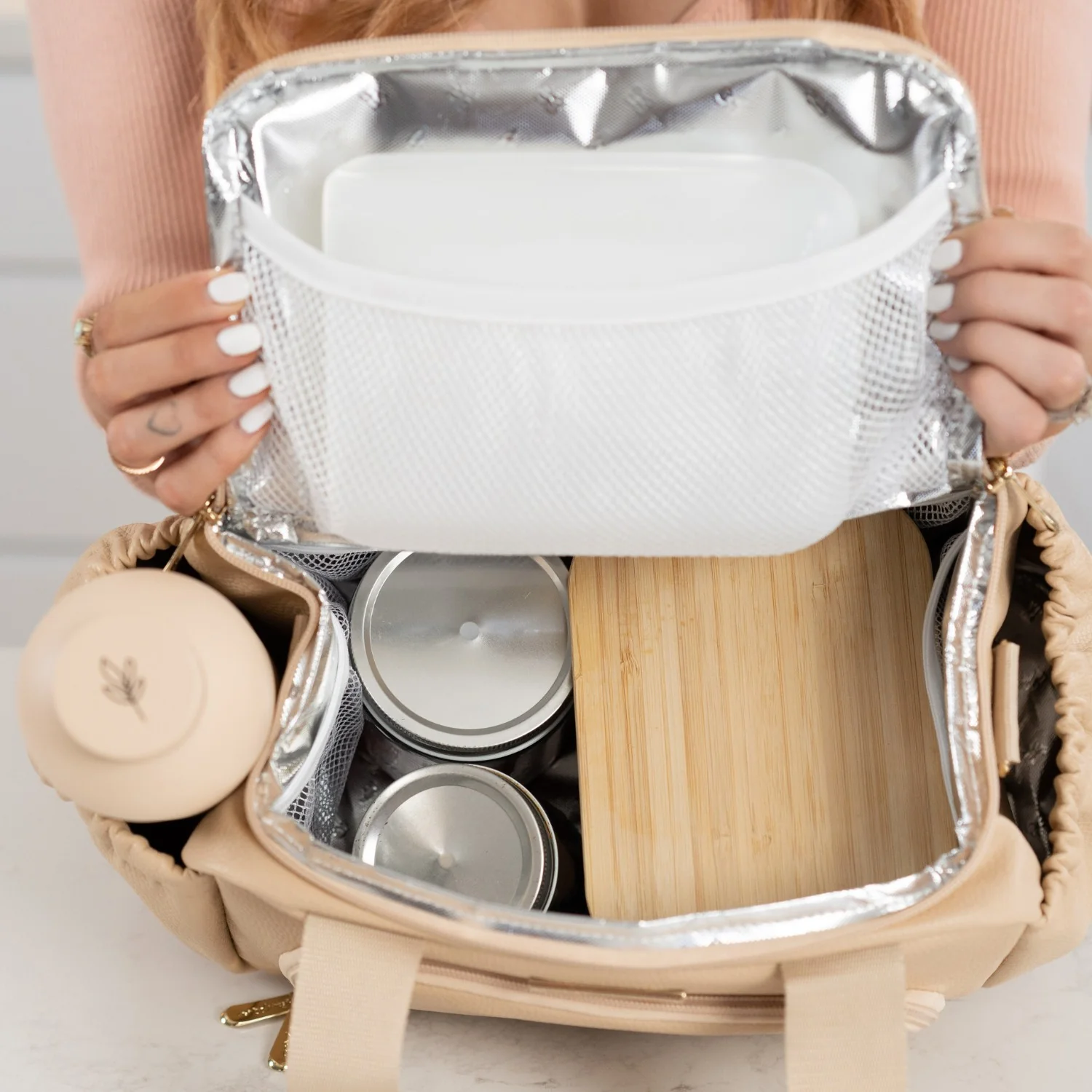 Luxe Insulated Lunch Bag - Beige - Image 8