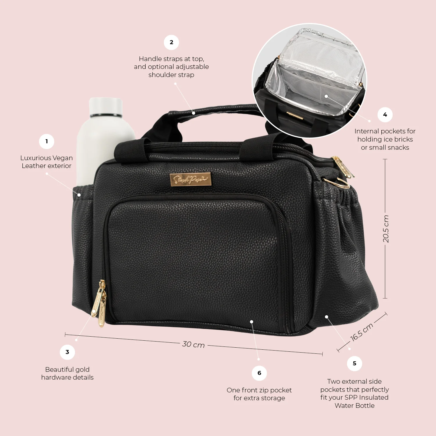 Luxe Insulated Lunch Bag - Black - Image 3