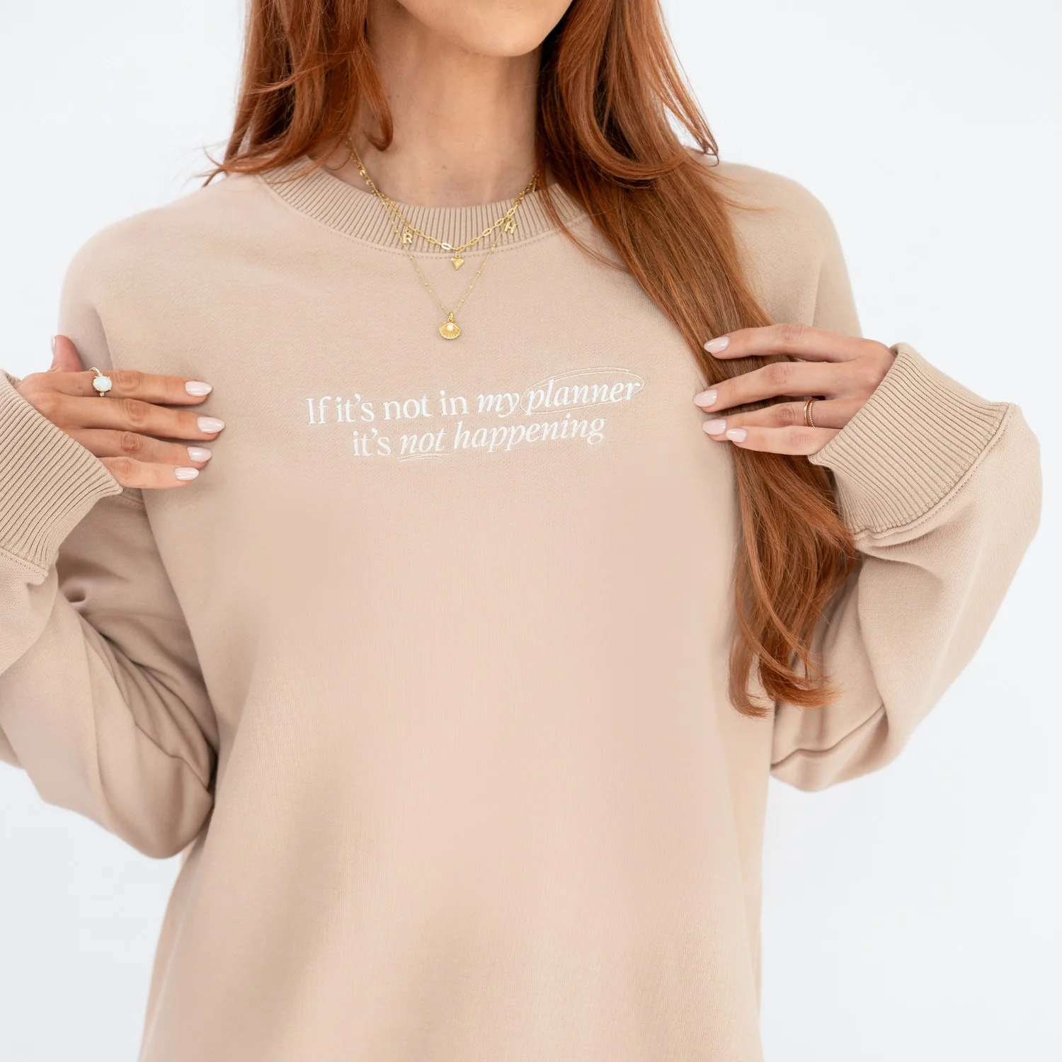 'My Planner' Crew Neck Jumper - Latte - Image 14