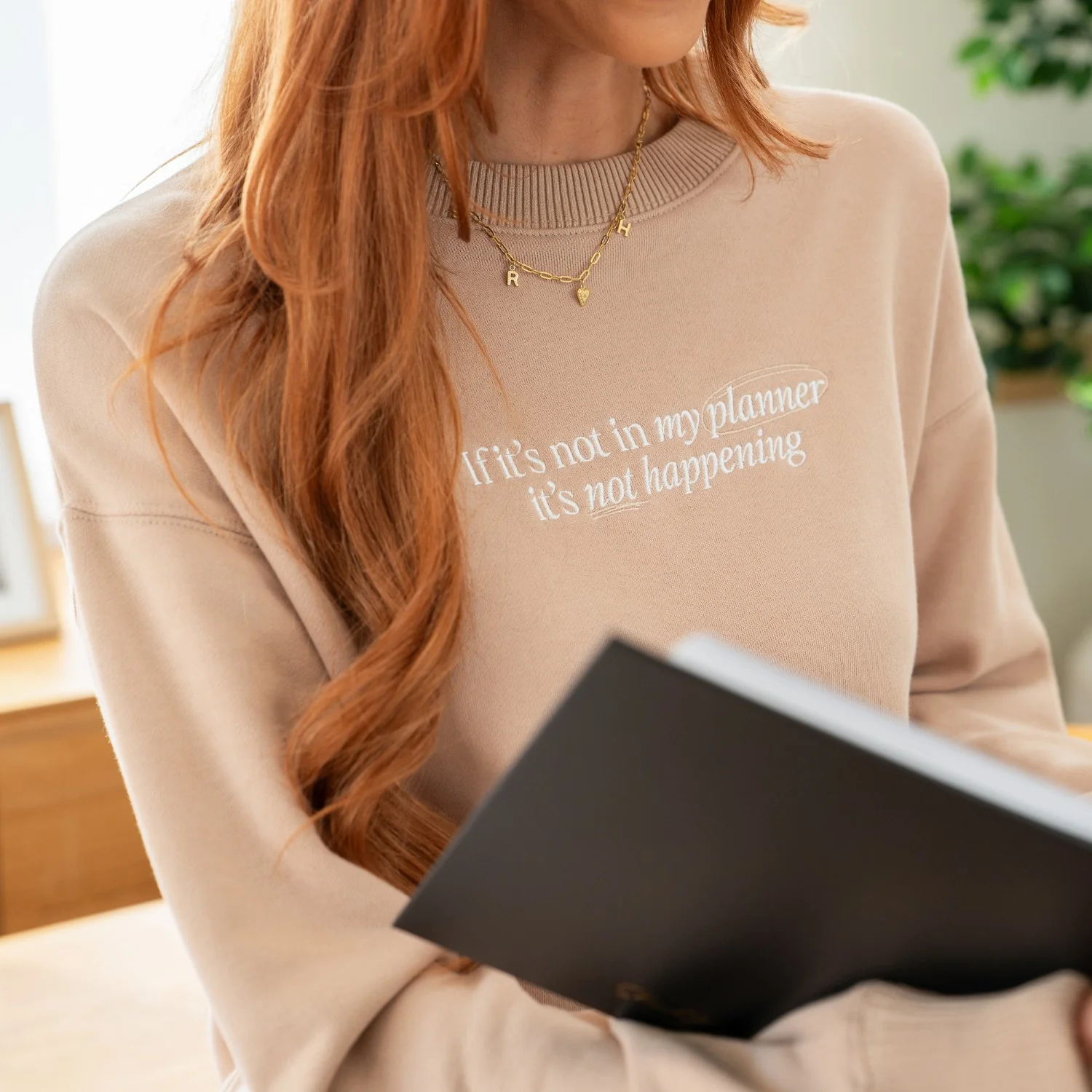 'My Planner' Crew Neck Jumper - Latte - Image 17