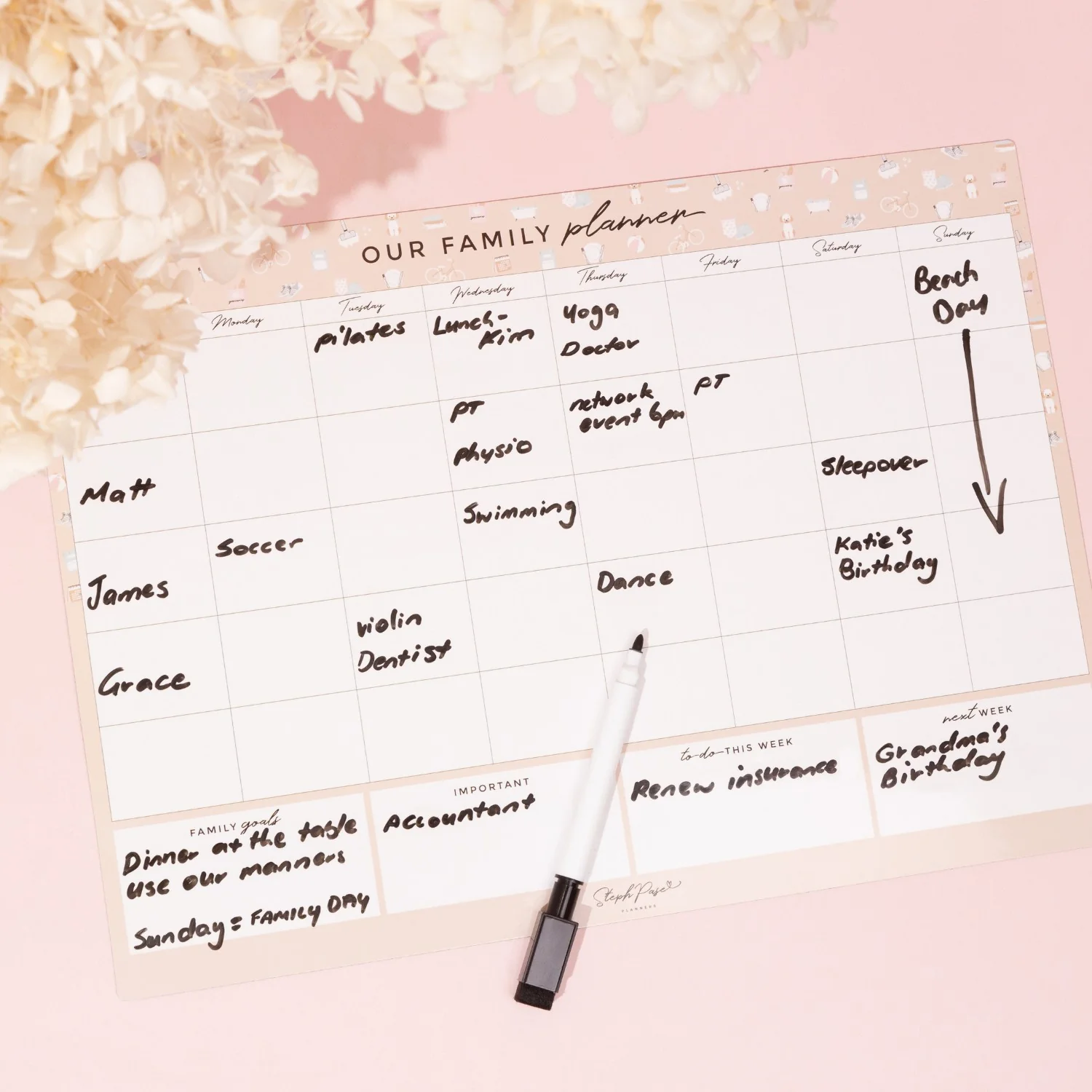 Family Planner Magnet - Beige - Image 3