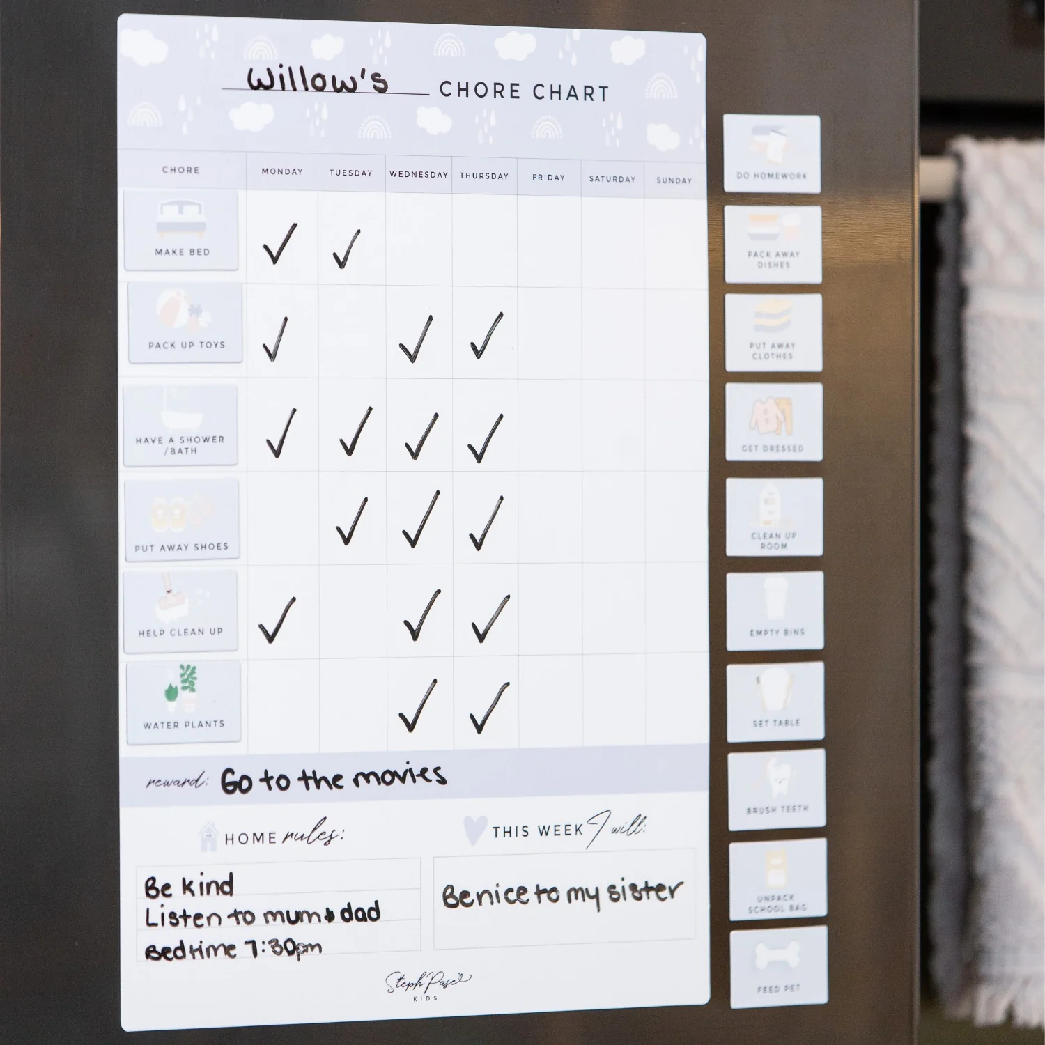 Kids Chore Chart Magnet LILAC - Image 3