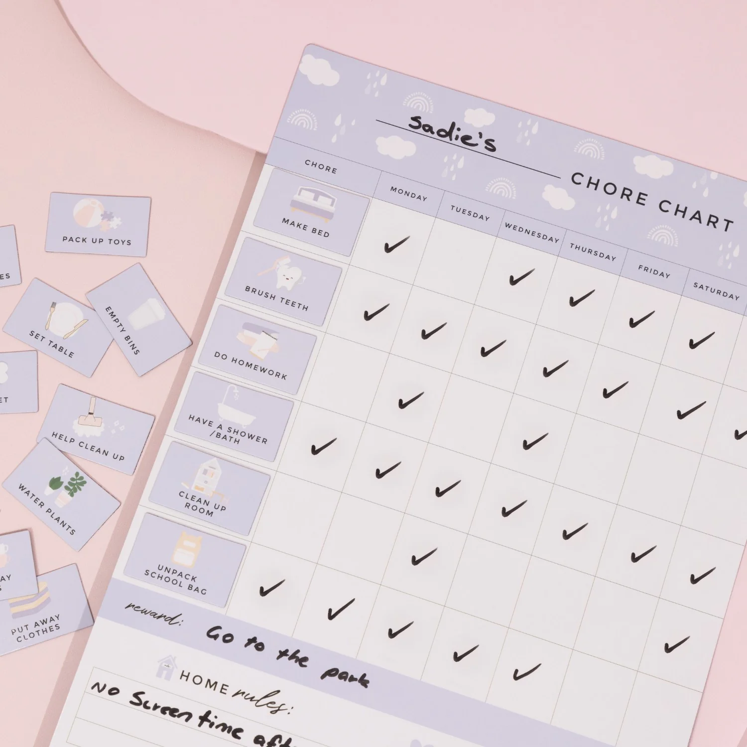 Kids Chore Chart Magnet LILAC - Image 6