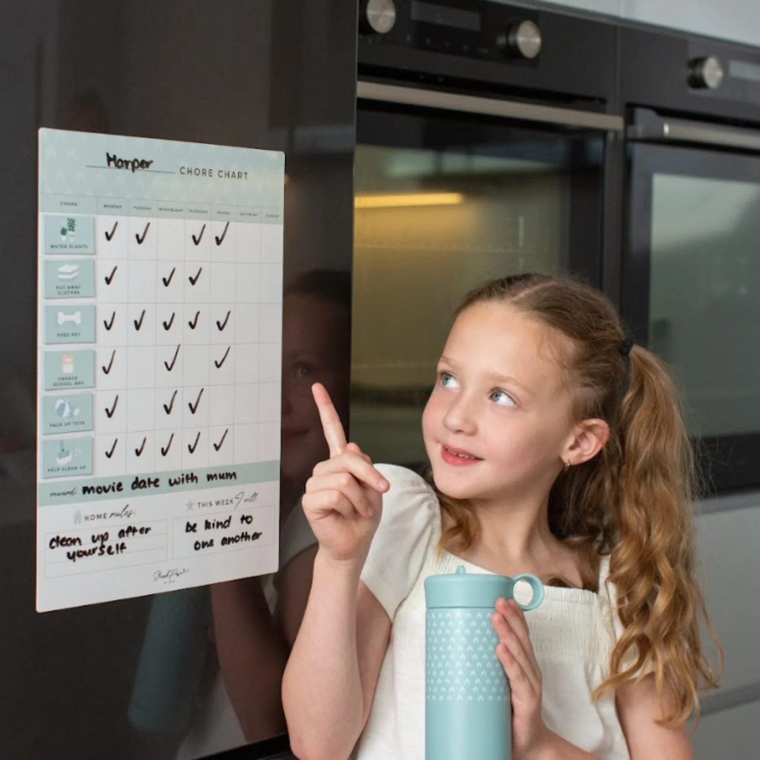 Kids Chore Chart Magnet SAGE - Image 4