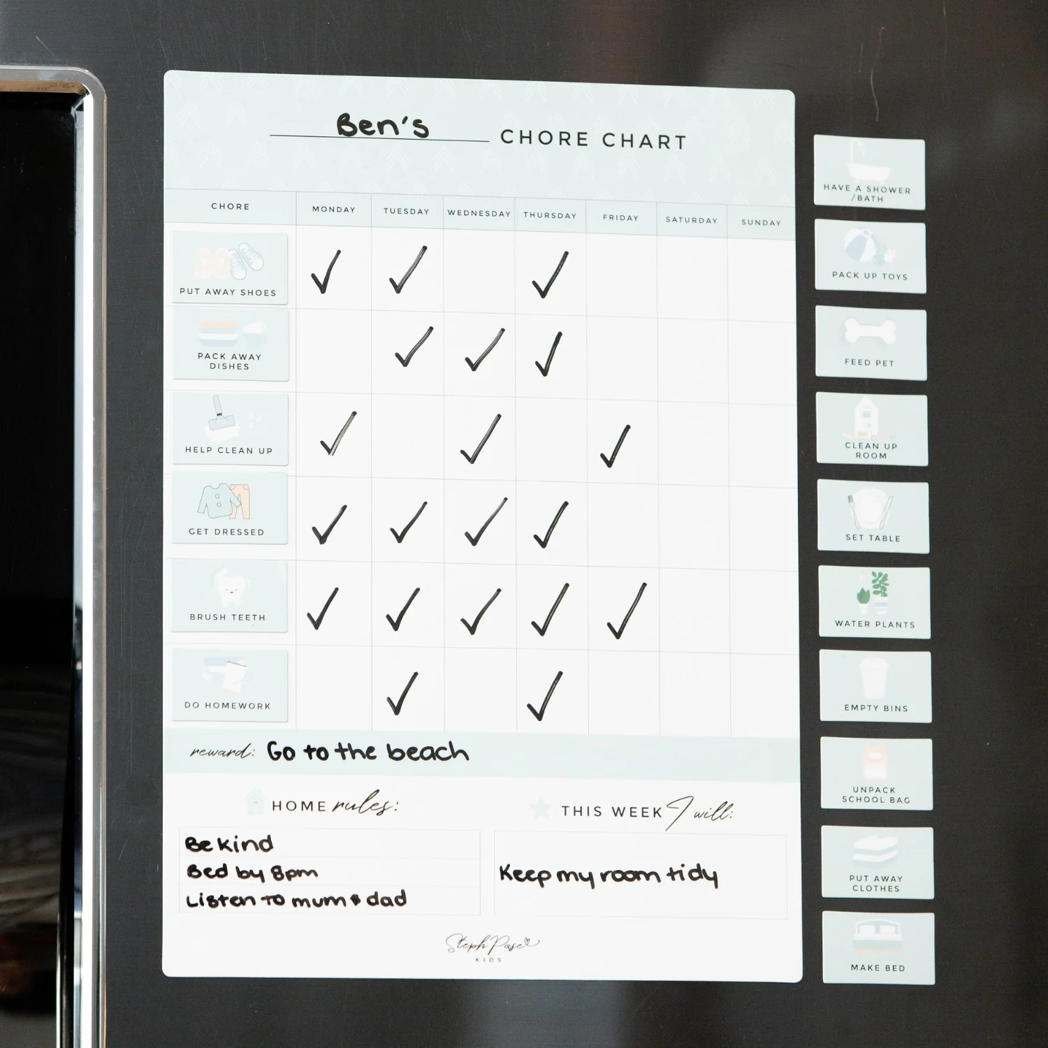 Kids Chore Chart Magnet SAGE - Image 5