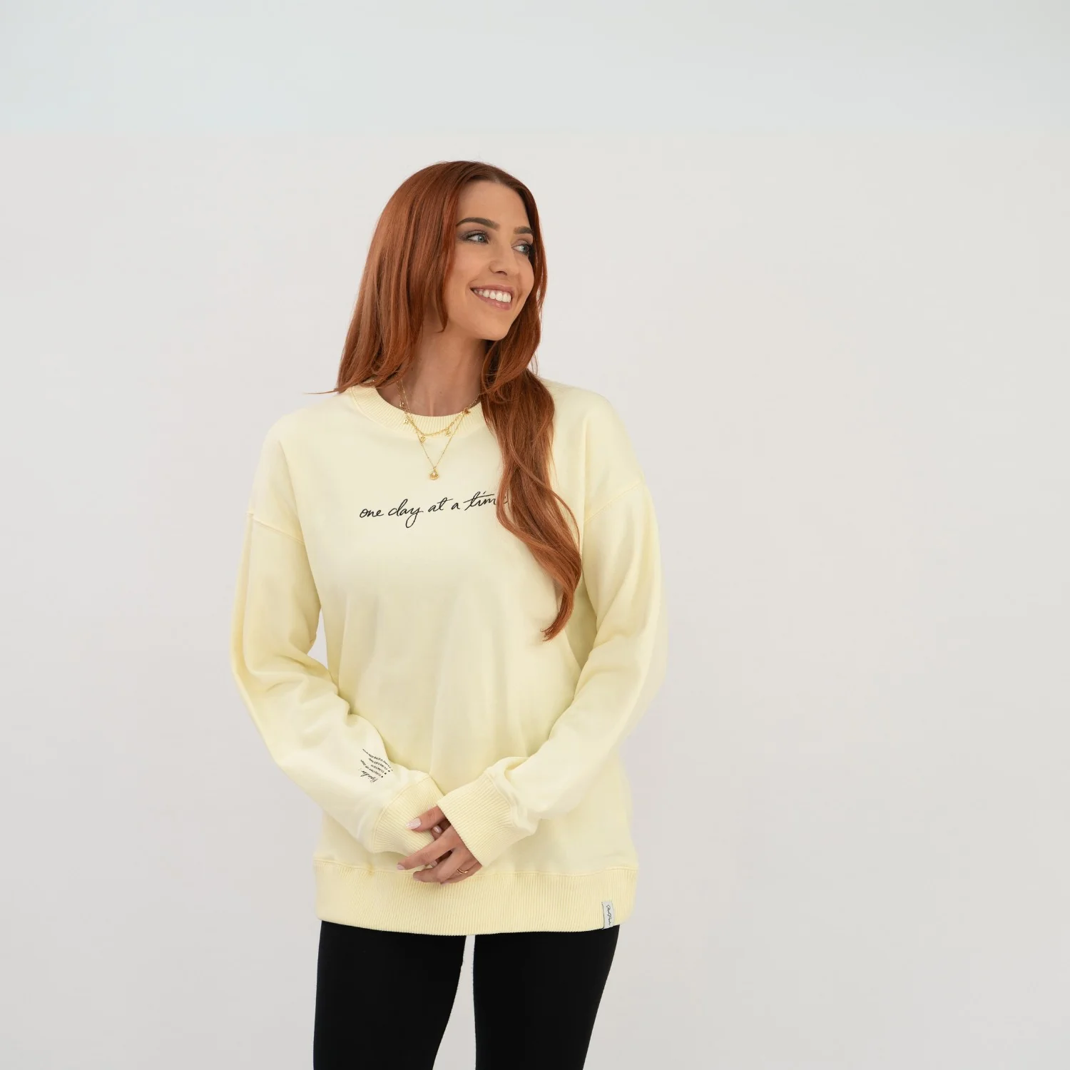 'One day at a time' Crew Neck Jumper - Butter Yellow - Image 10