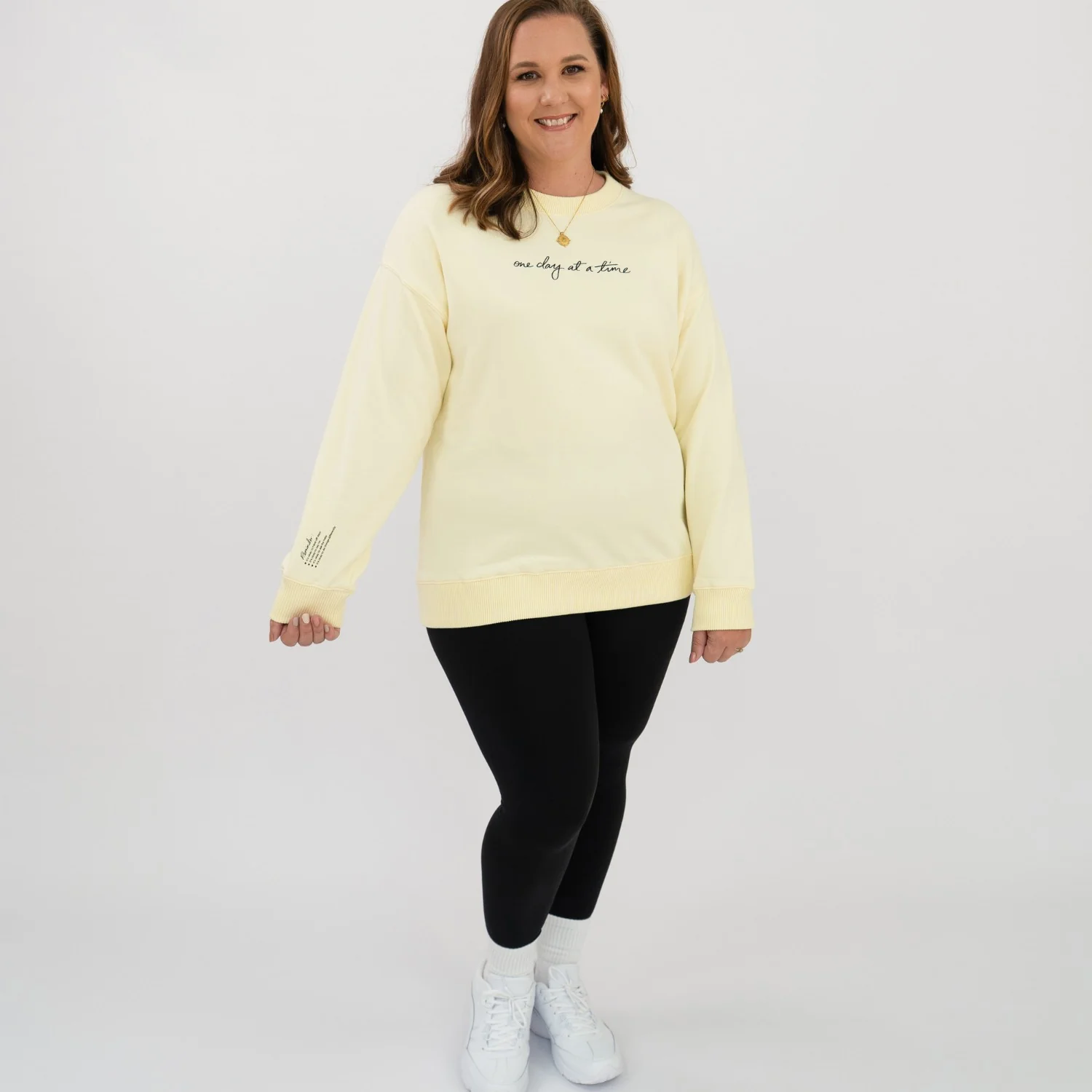'One day at a time' Crew Neck Jumper - Butter Yellow - Image 12