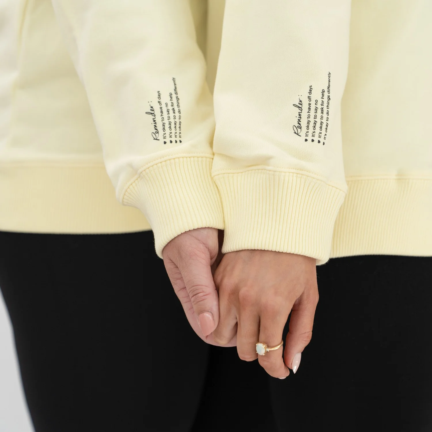 'One day at a time' Crew Neck Jumper - Butter Yellow - Image 14