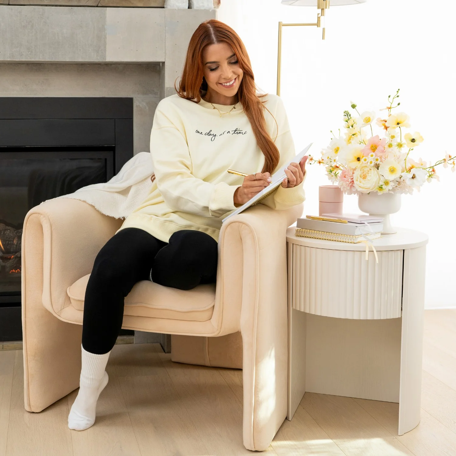 'One day at a time' Crew Neck Jumper - Butter Yellow - Image 18