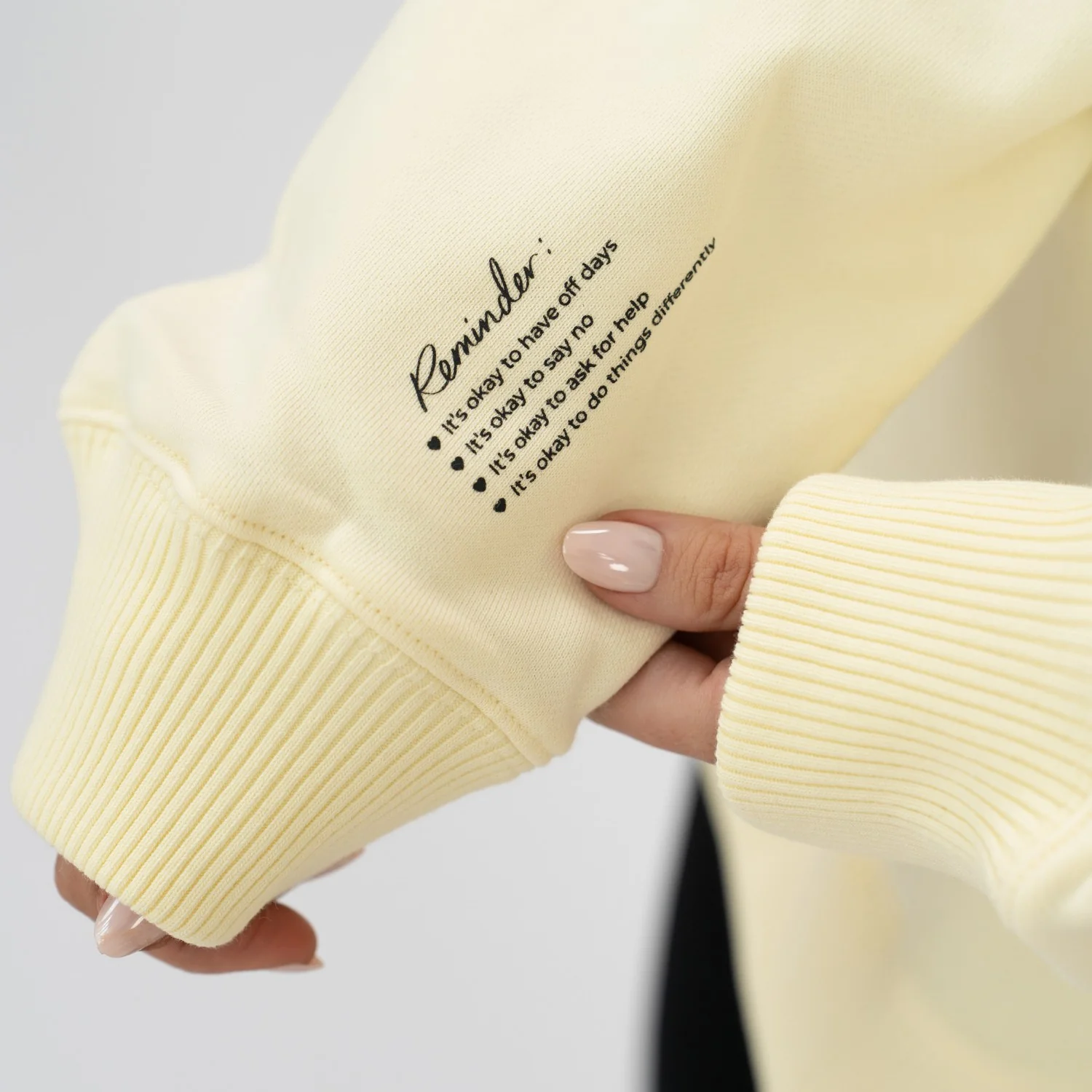 'One day at a time' Crew Neck Jumper - Butter Yellow - Image 4