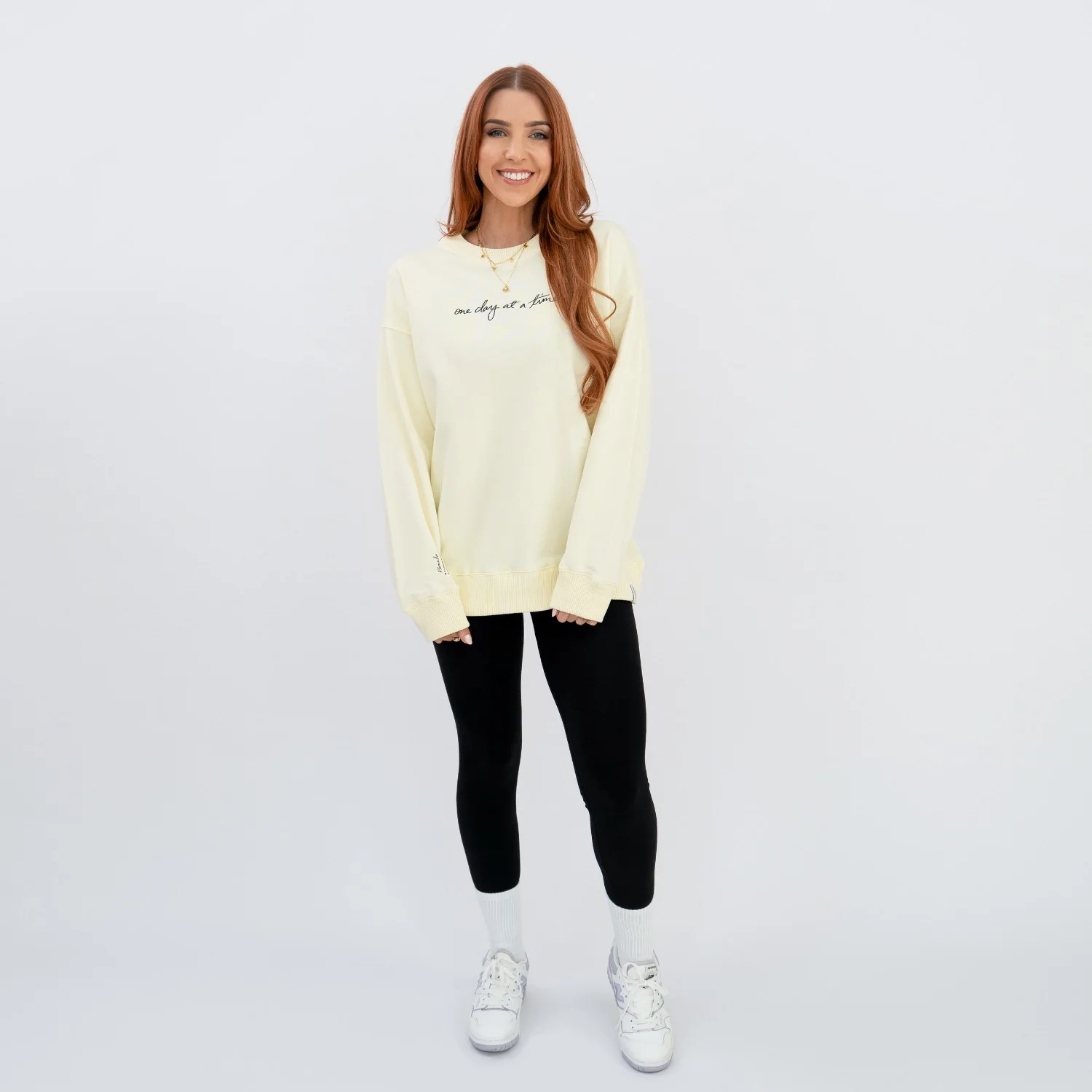 'One day at a time' Crew Neck Jumper - Butter Yellow - Image 5