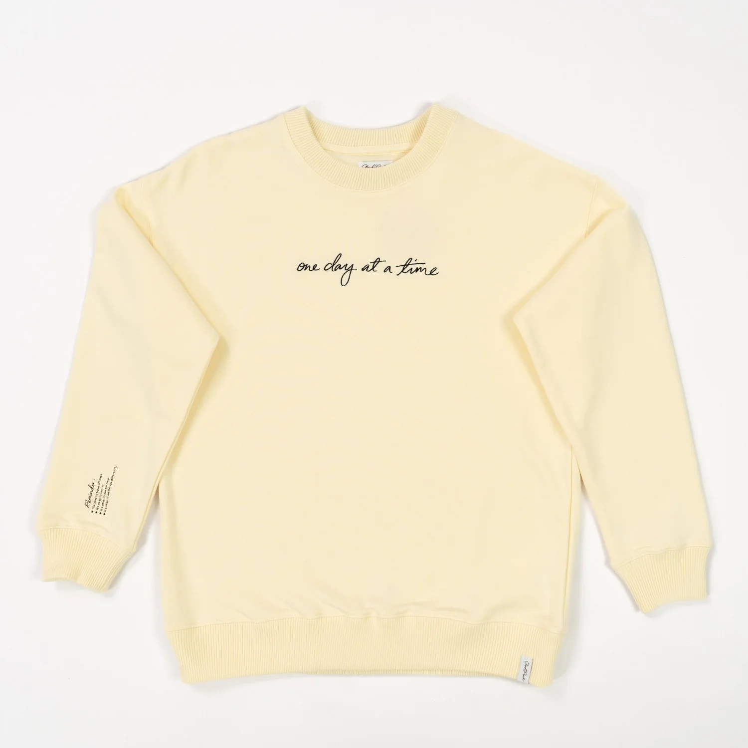 'One day at a time' Crew Neck Jumper - Butter Yellow - Image 8