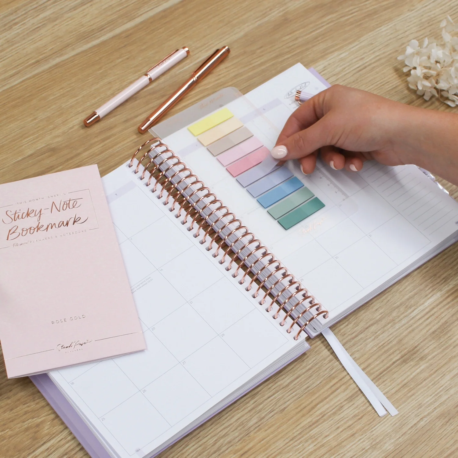 Snap-in 'This Month' Sticky Note Bookmark - Rose Gold - Image 4