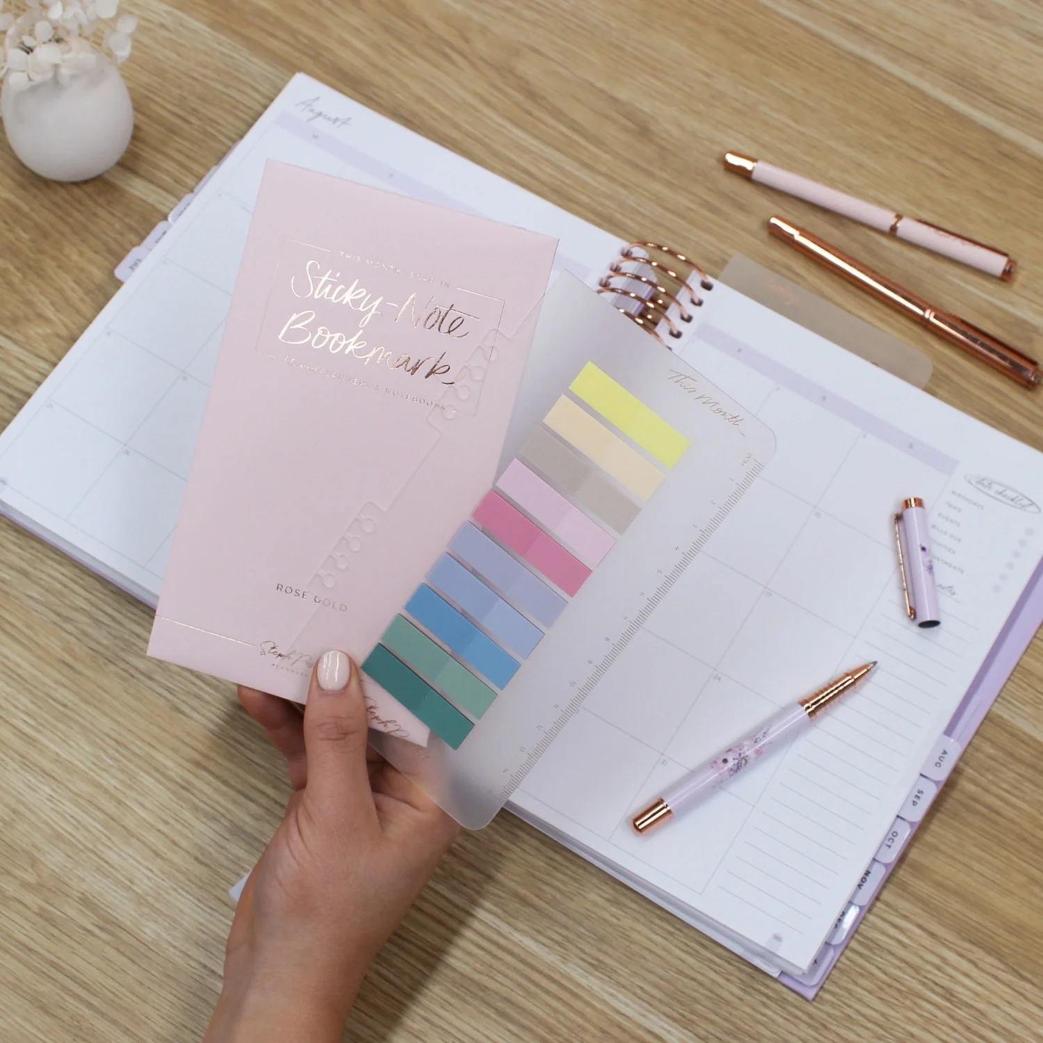 Snap-in 'This Month' Sticky Note Bookmark - Rose Gold - Image 5