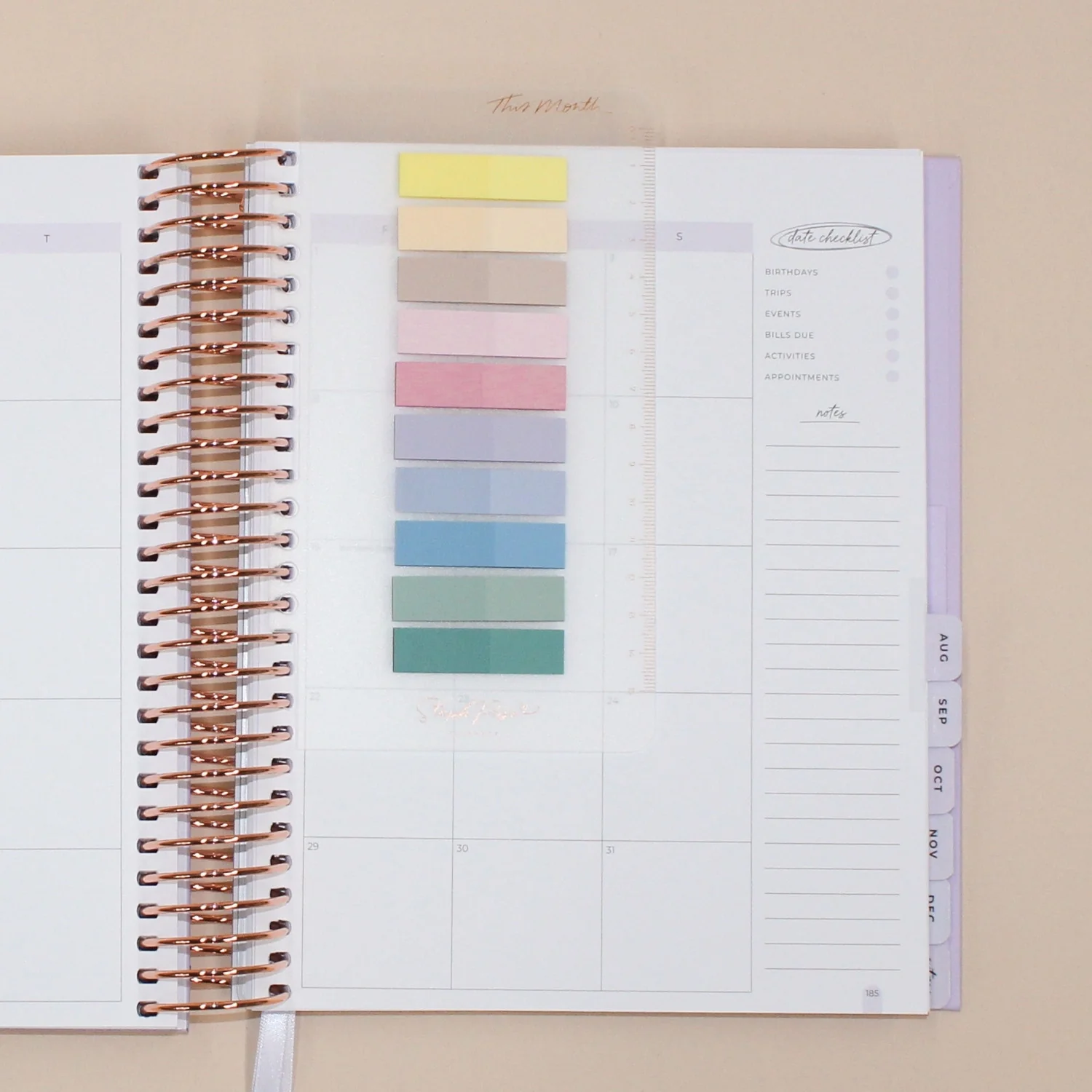 Snap-in 'This Month' Sticky Note Bookmark - Rose Gold - Image 6