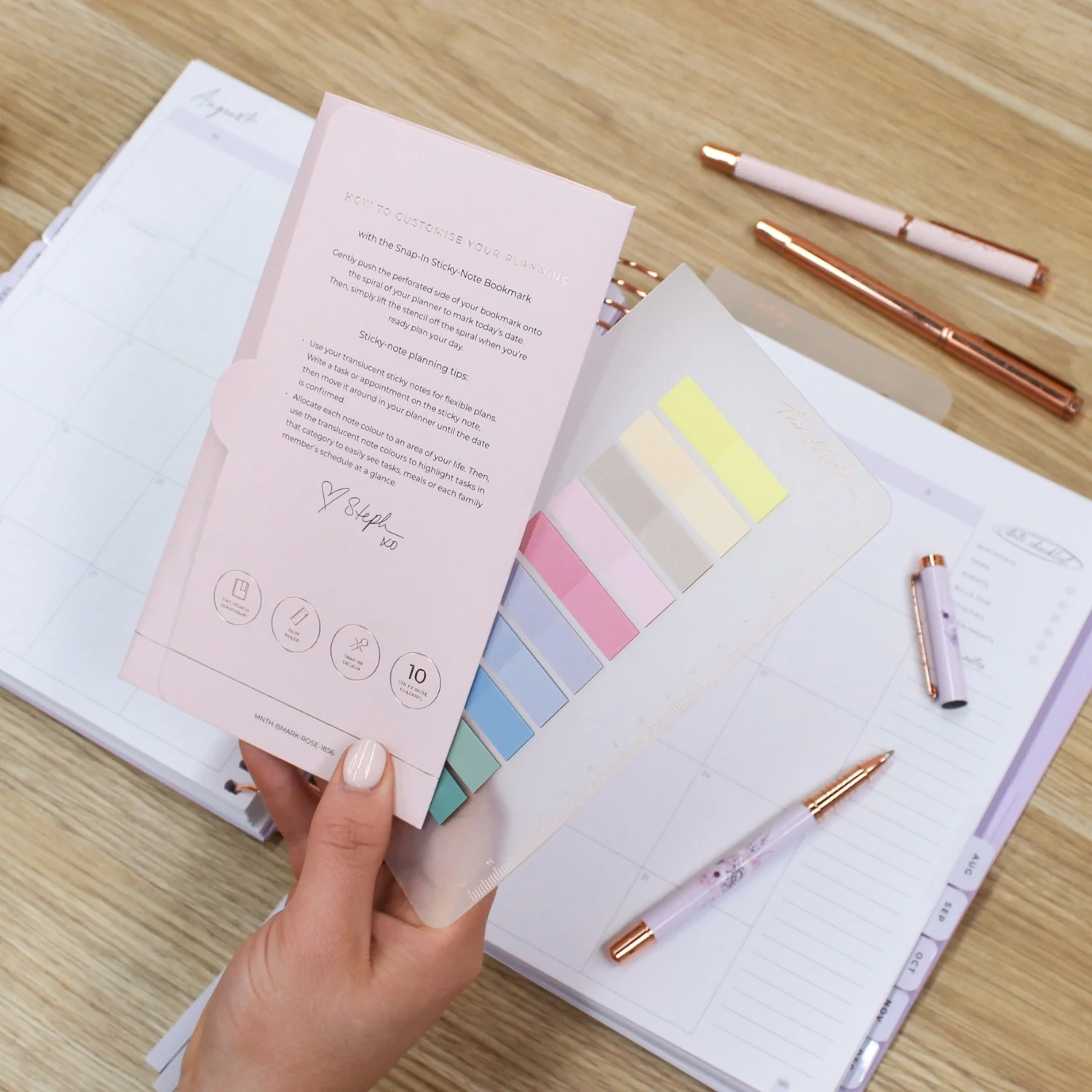 Snap-in 'This Month' Sticky Note Bookmark - Rose Gold - Image 7