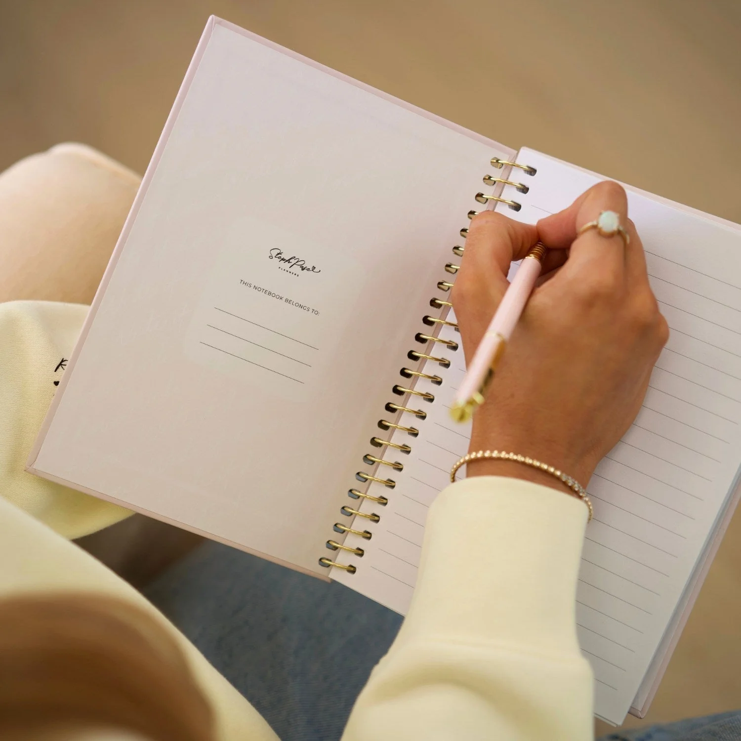 'Write it Down' A5 Notebook - Blush + Gold Spiral - Image 3