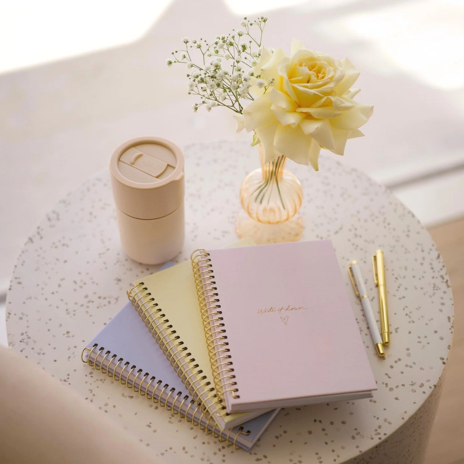 'Write it Down' A5 Notebook - Blush + Gold Spiral - Image 7