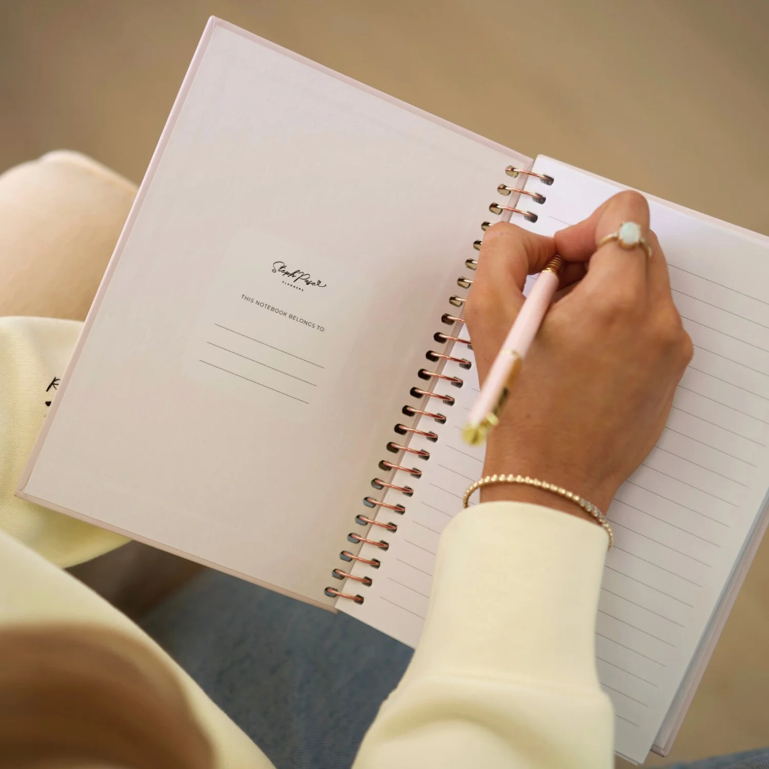 'Write it Down' A5 Notebook - Blush + Rose Gold Spiral - Image 3