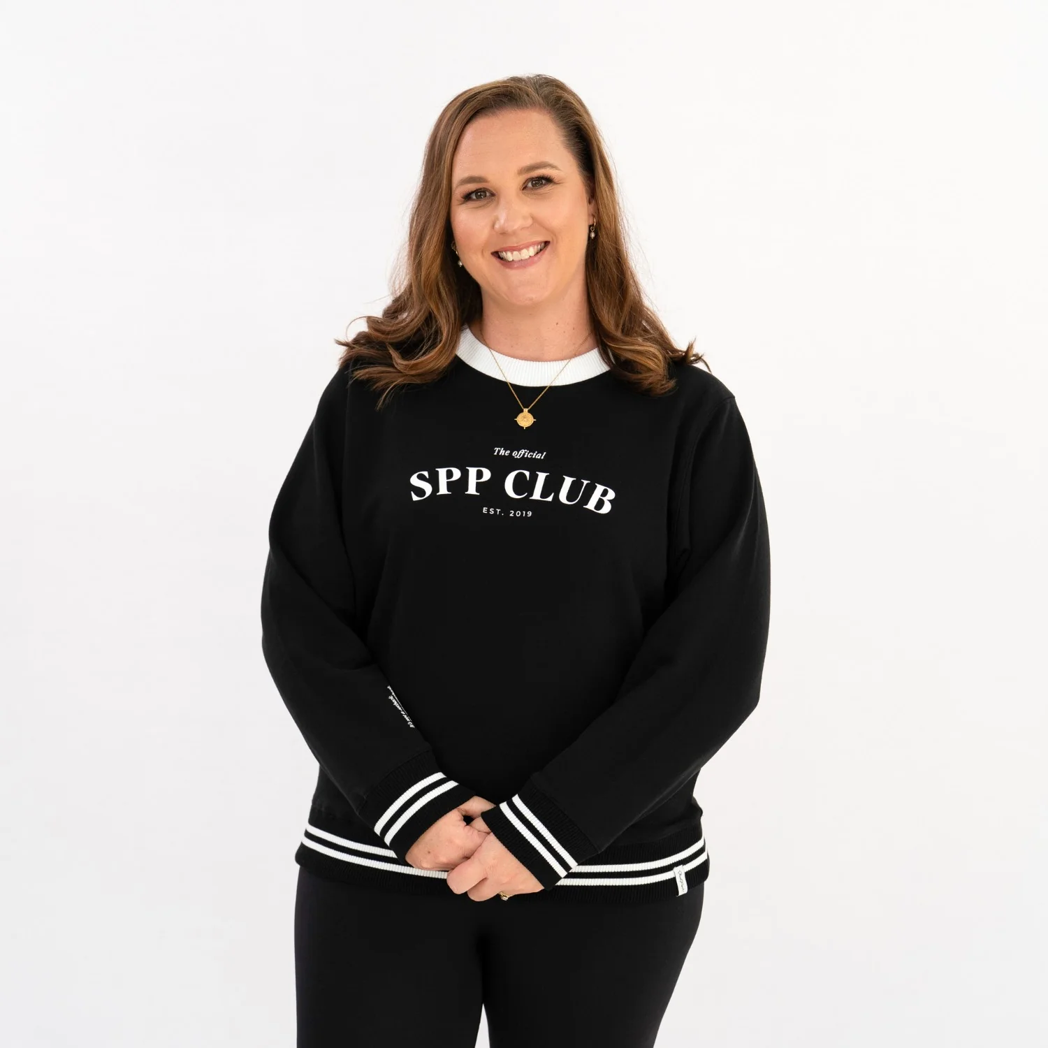 'SPP CLUB' Crew Neck Jumper - Black - Image 8