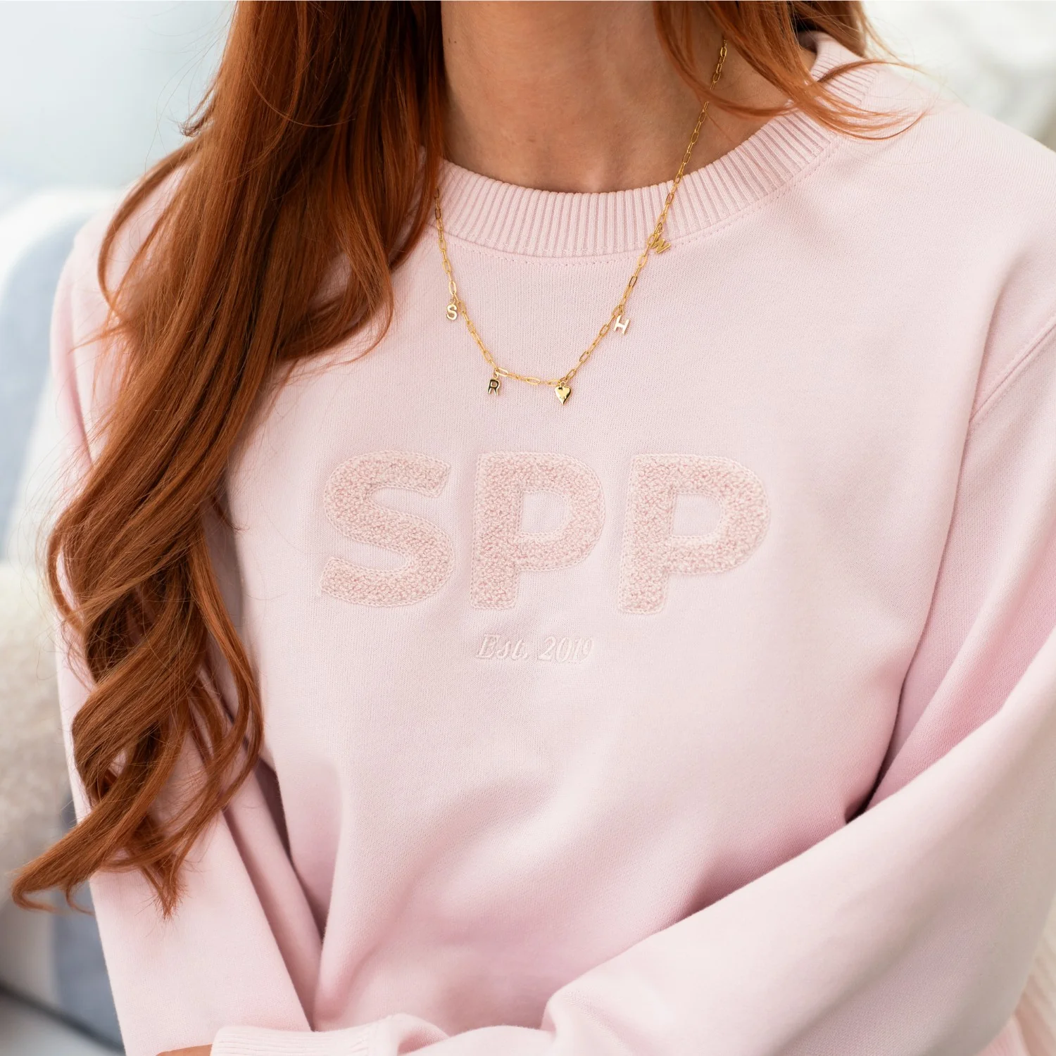 Signature 'SPP' Crew Neck Jumper - Blush - Image 5