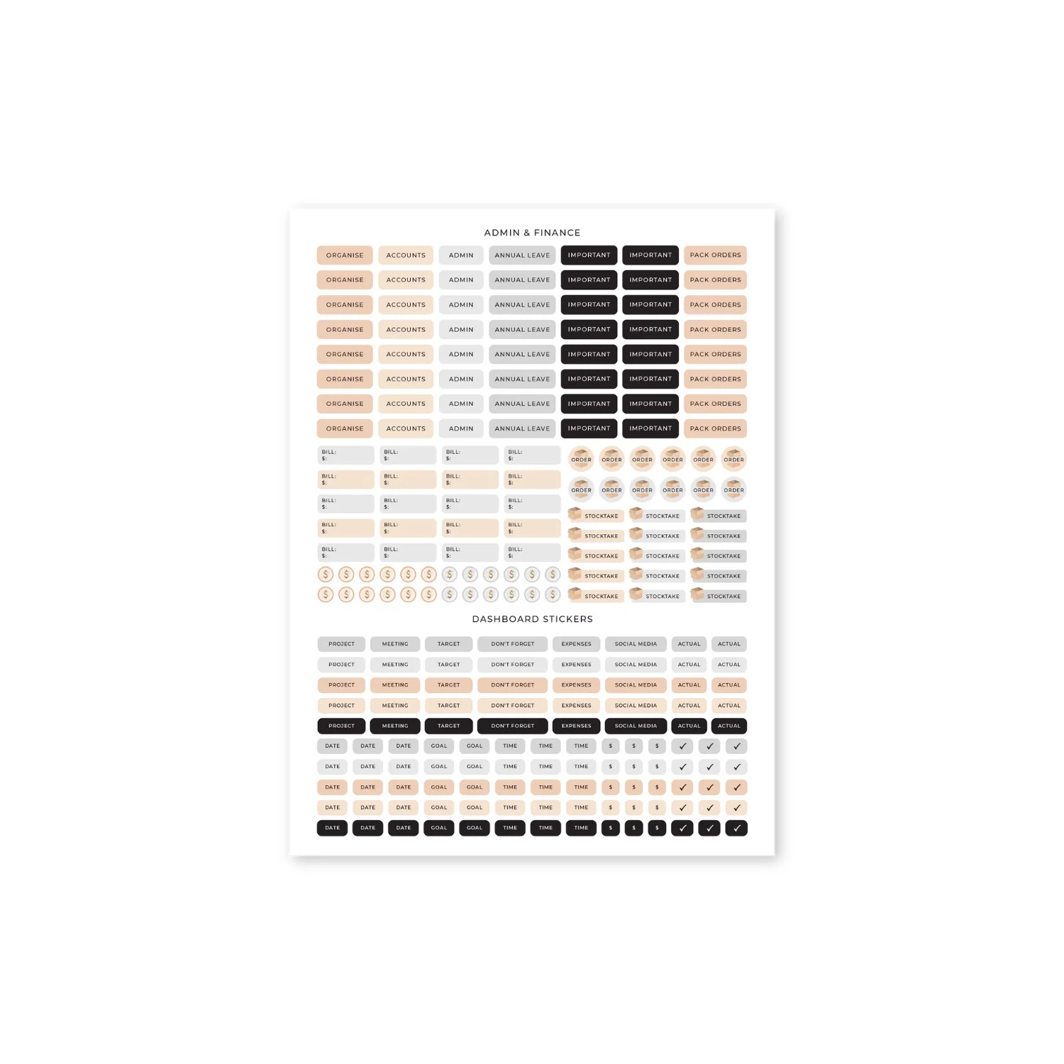 Business Planner Sticker Pack - Black - Image 6