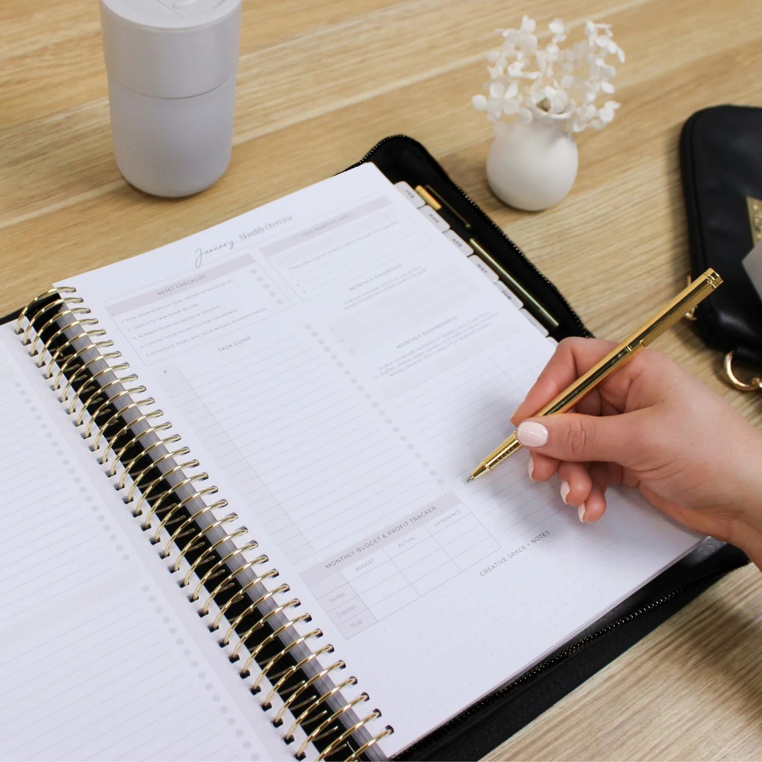 Luxe Zip-up Planner Folio - Black - Large - Image 10
