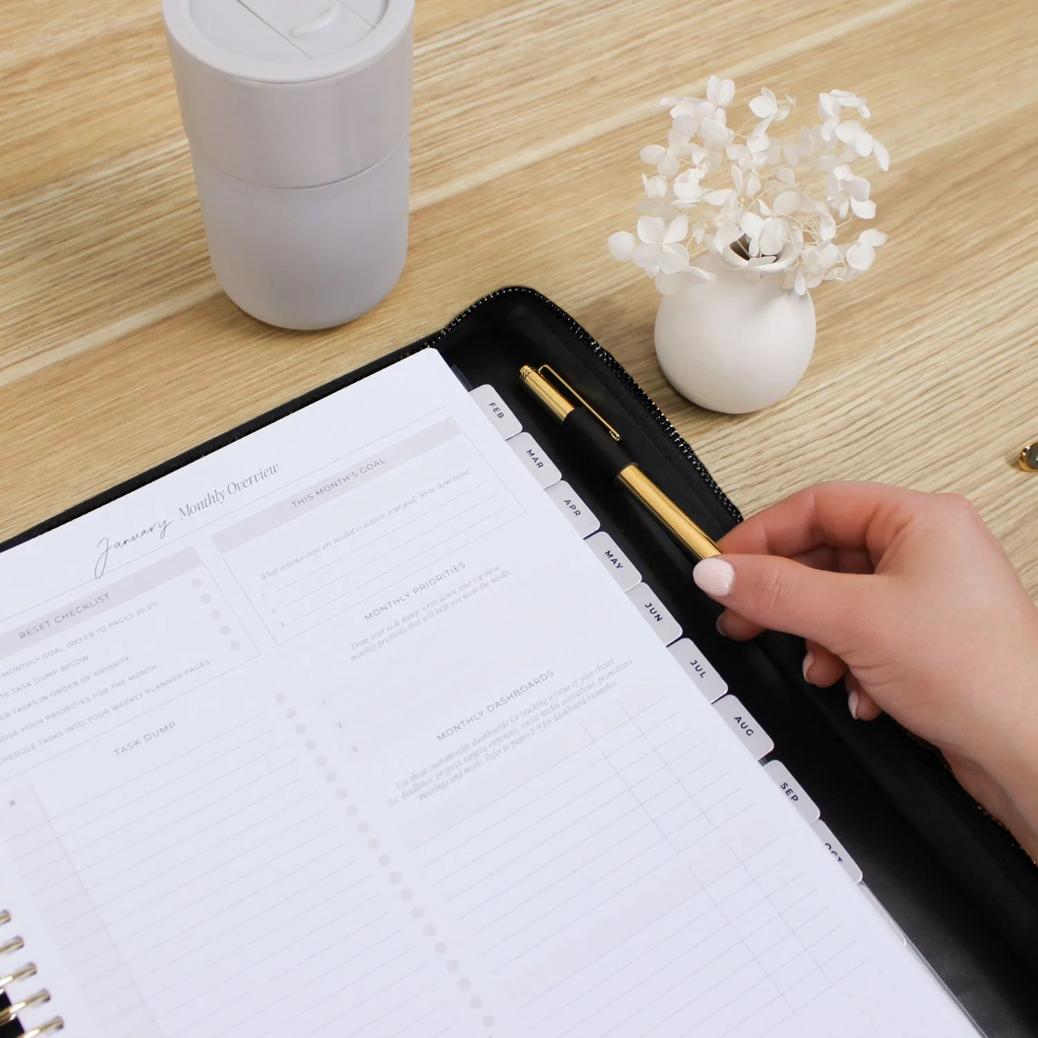 Luxe Zip-up Planner Folio - Black - Large - Image 11