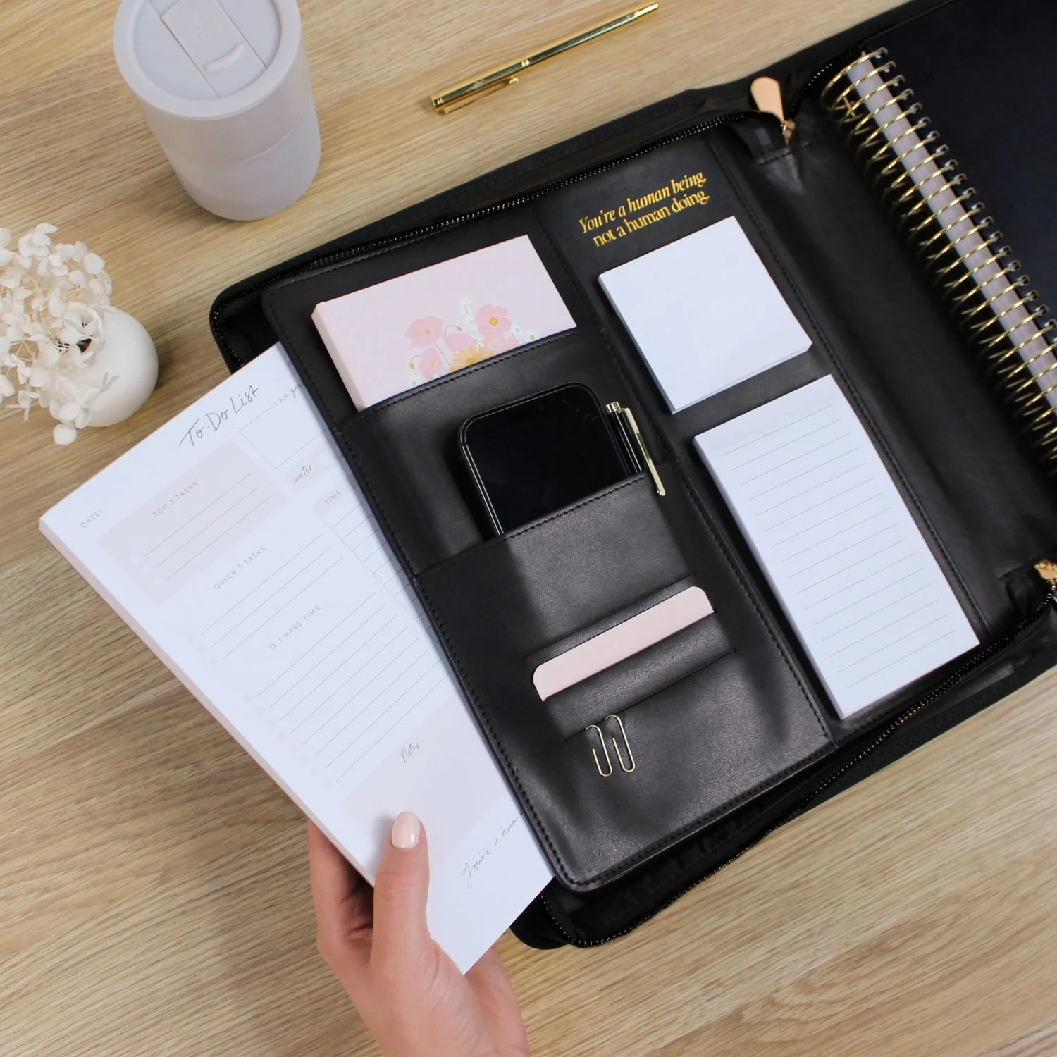 Luxe Zip-up Planner Folio - Black - Large - Image 12