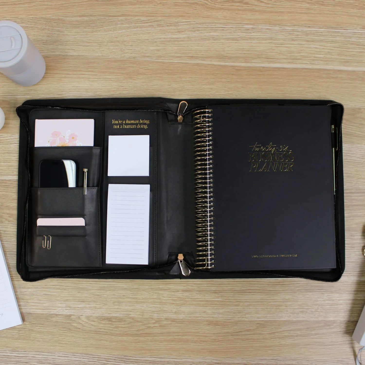 Luxe Zip-up Planner Folio - Black - Large - Image 15
