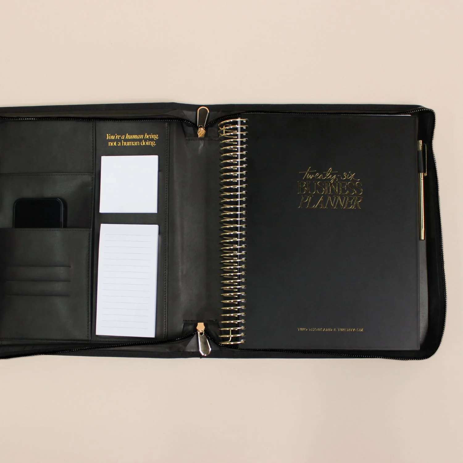 Luxe Zip-up Planner Folio - Black - Large - Image 3