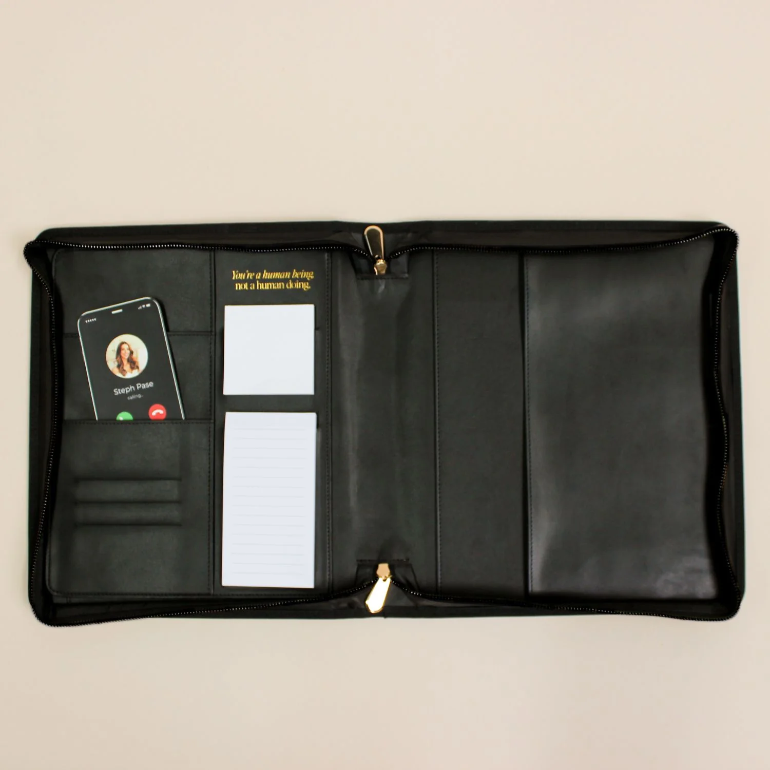 Luxe Zip-up Planner Folio - Black - Large - Image 4
