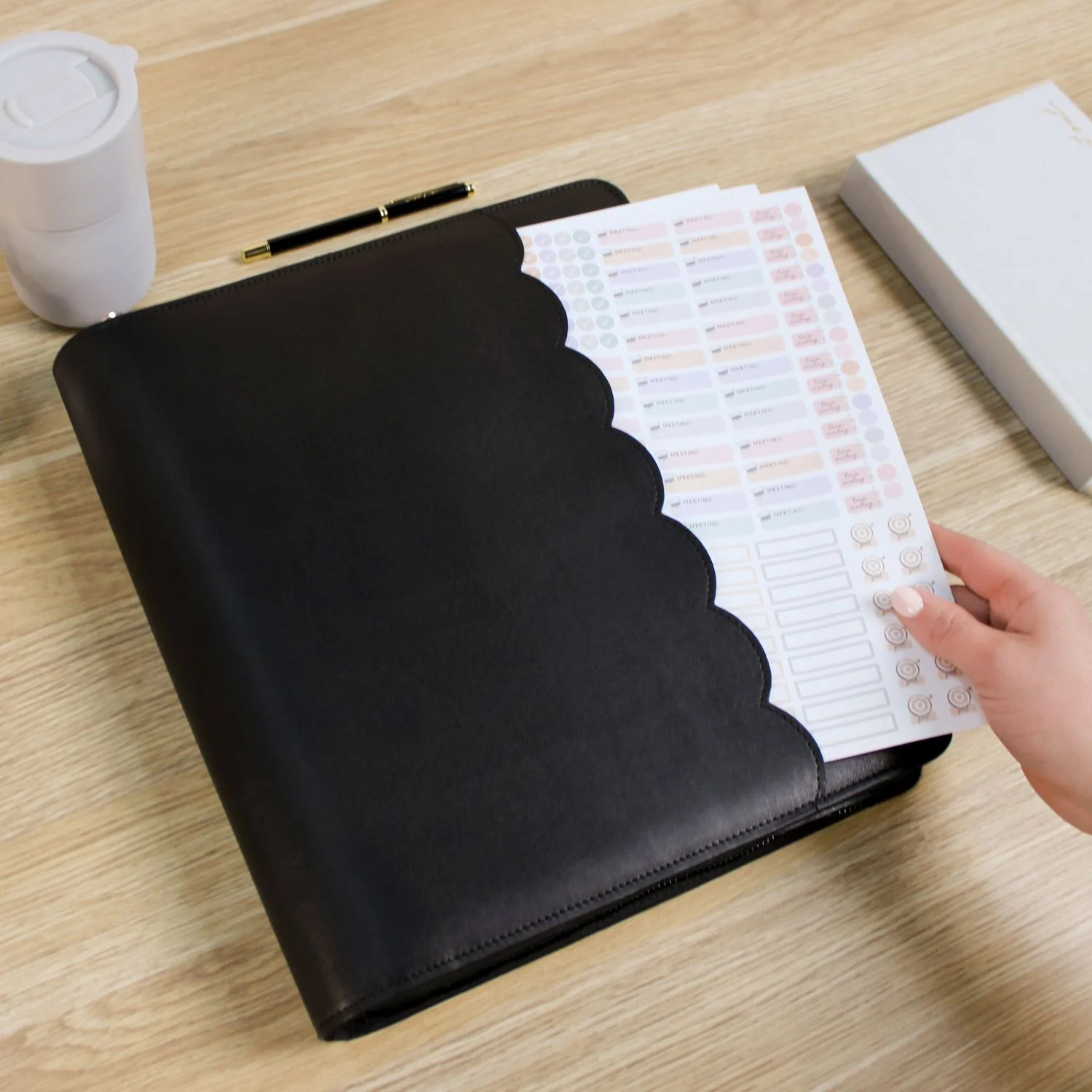 Luxe Zip-up Planner Folio - Black - Large - Image 5