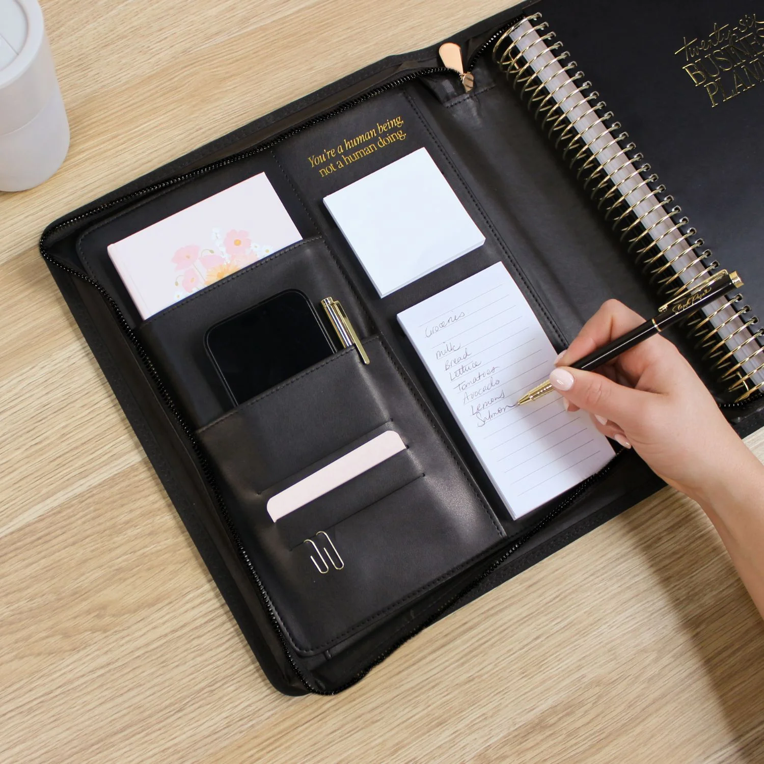 Luxe Zip-up Planner Folio - Black - Large - Image 6