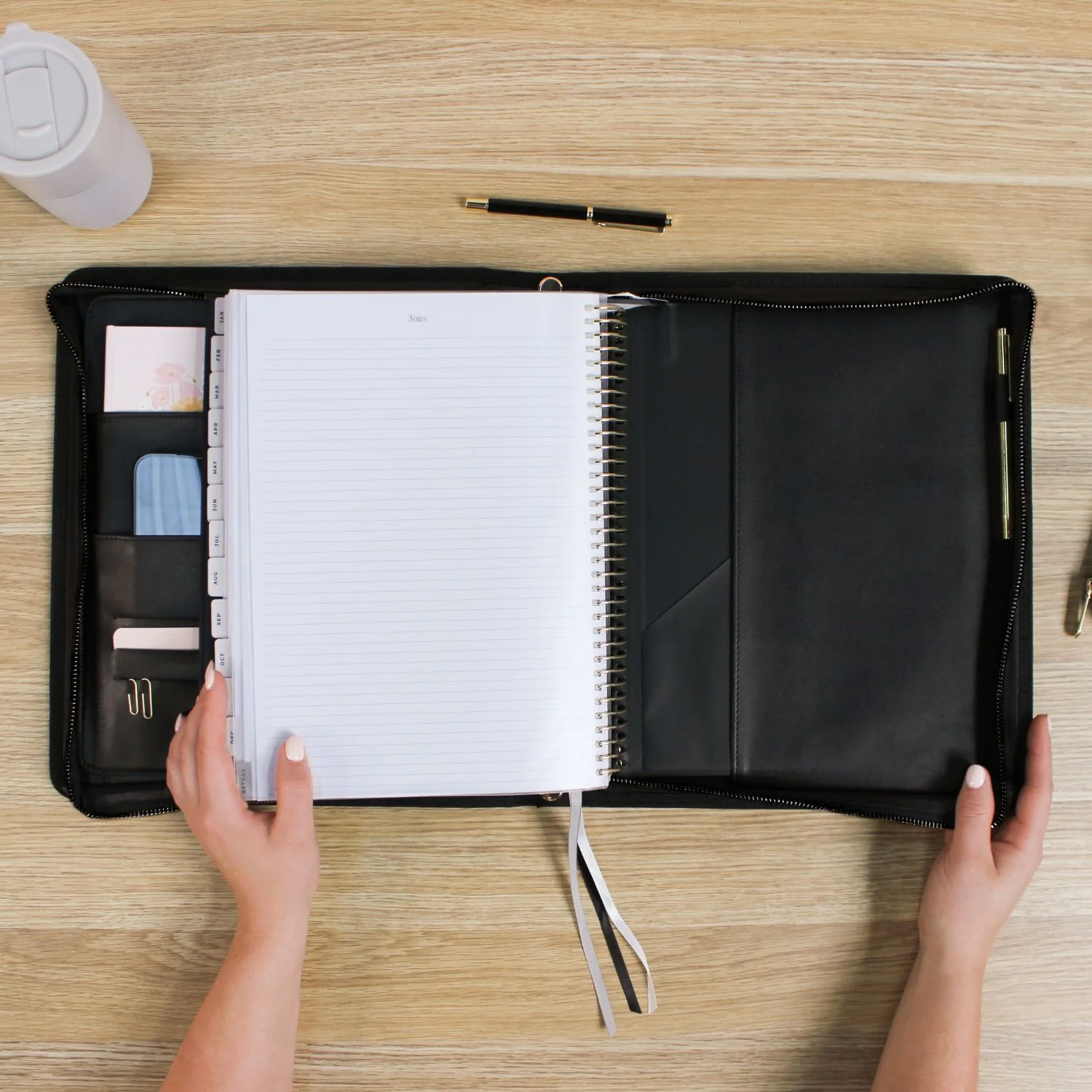 Luxe Zip-up Planner Folio - Black - Large - Image 7