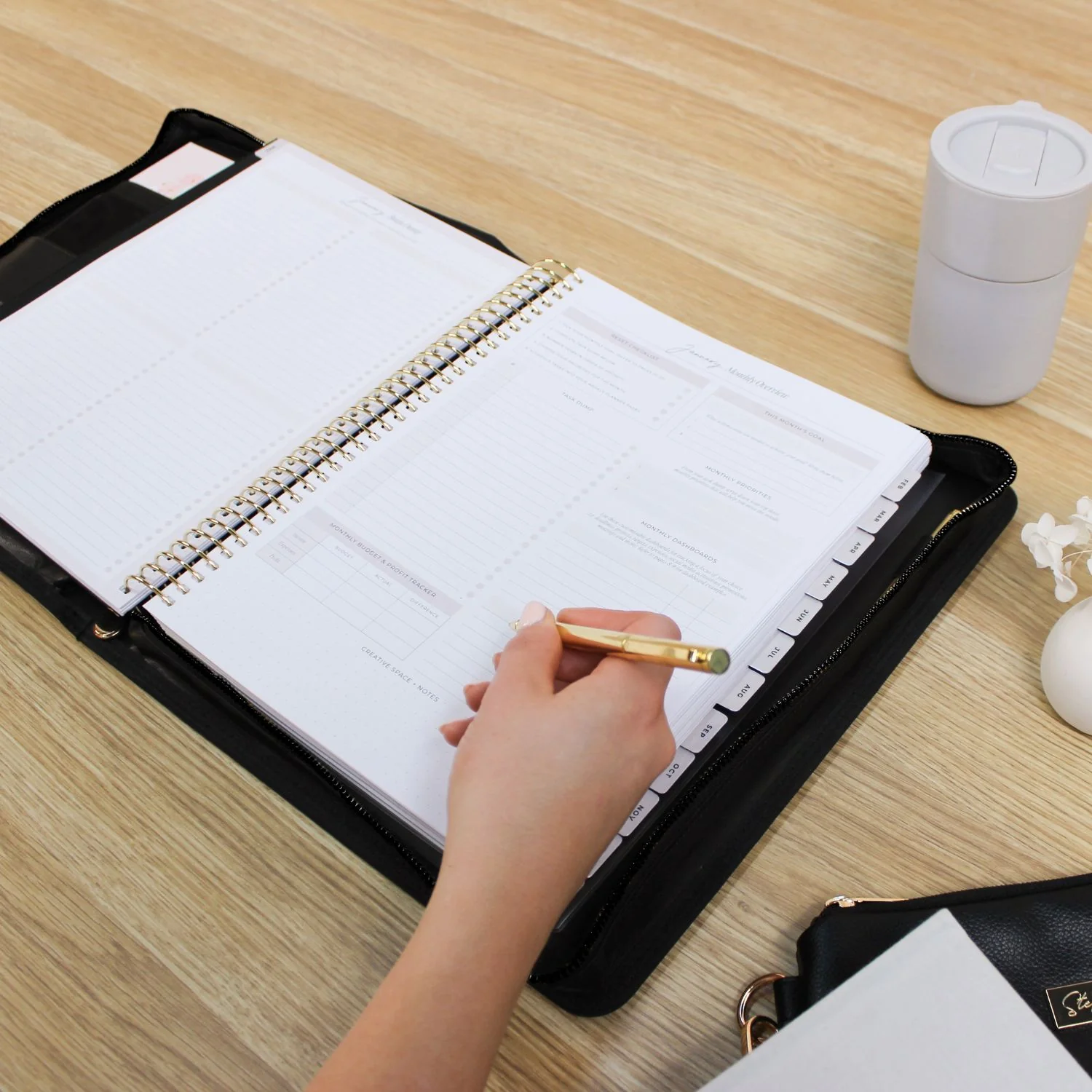 Luxe Zip-up Planner Folio - Black - Large - Image 9