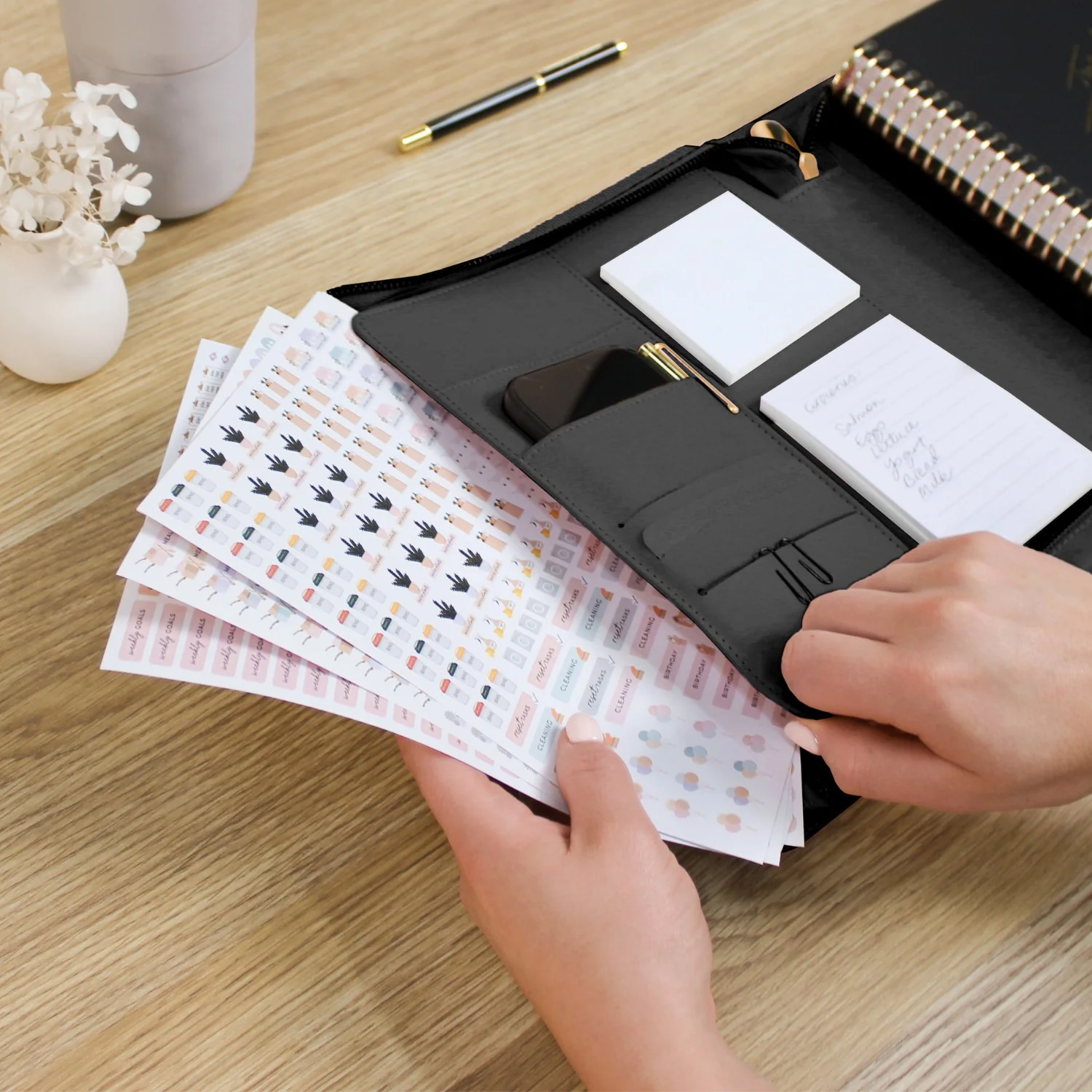 Luxe Zip-up Planner Folio - Black - Small - Image 10