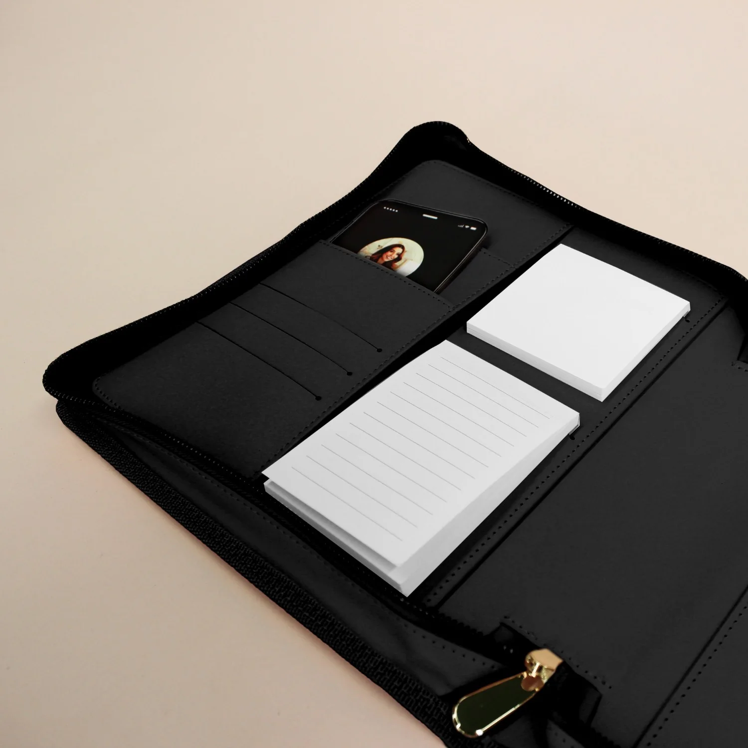 Luxe Zip-up Planner Folio - Black - Small - Image 12