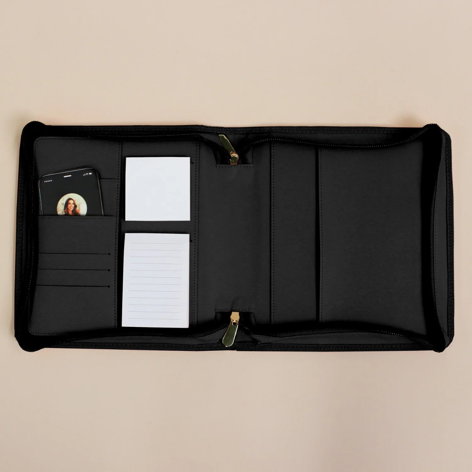 Luxe Zip-up Planner Folio - Black - Small - Image 3