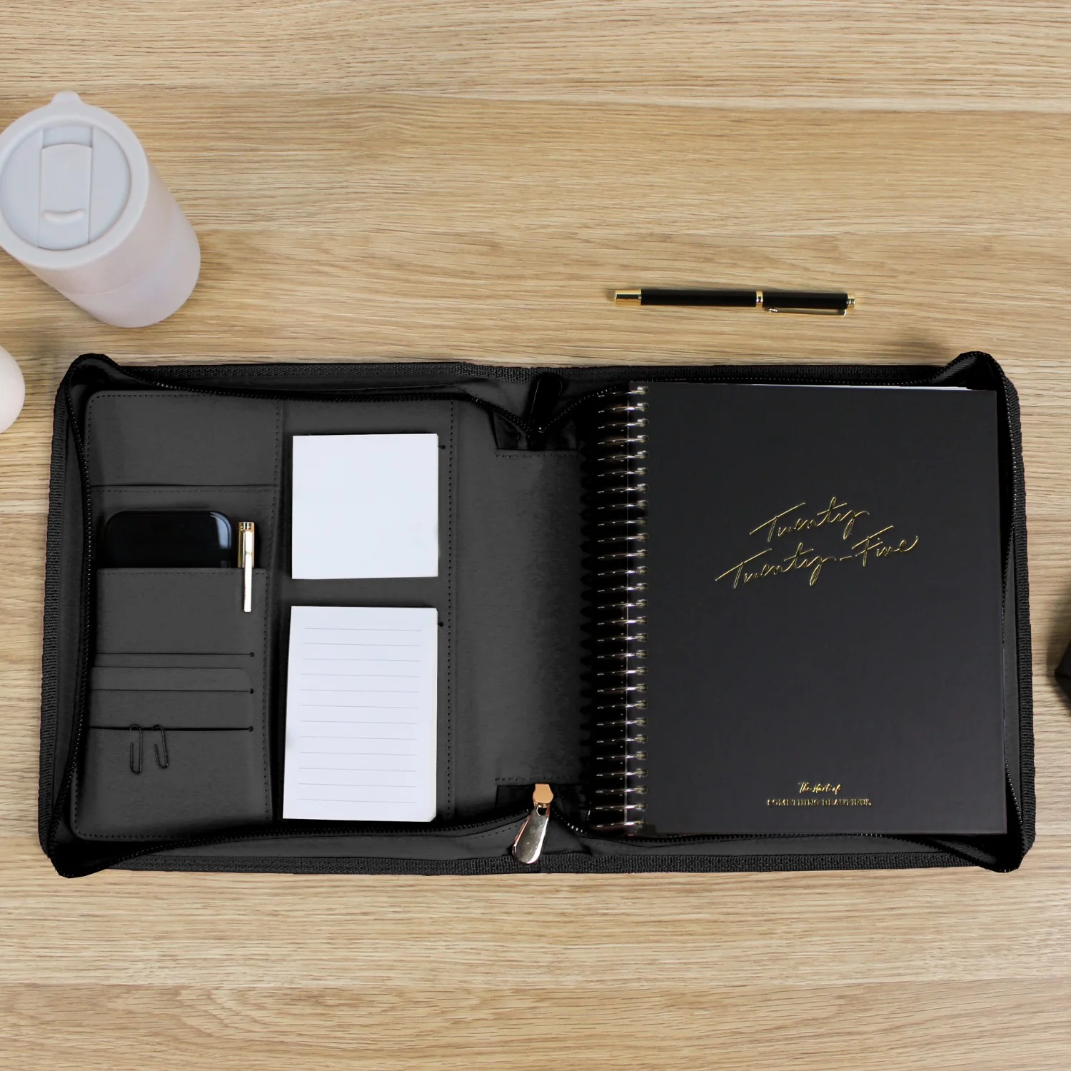 Luxe Zip-up Planner Folio - Black - Small - Image 4