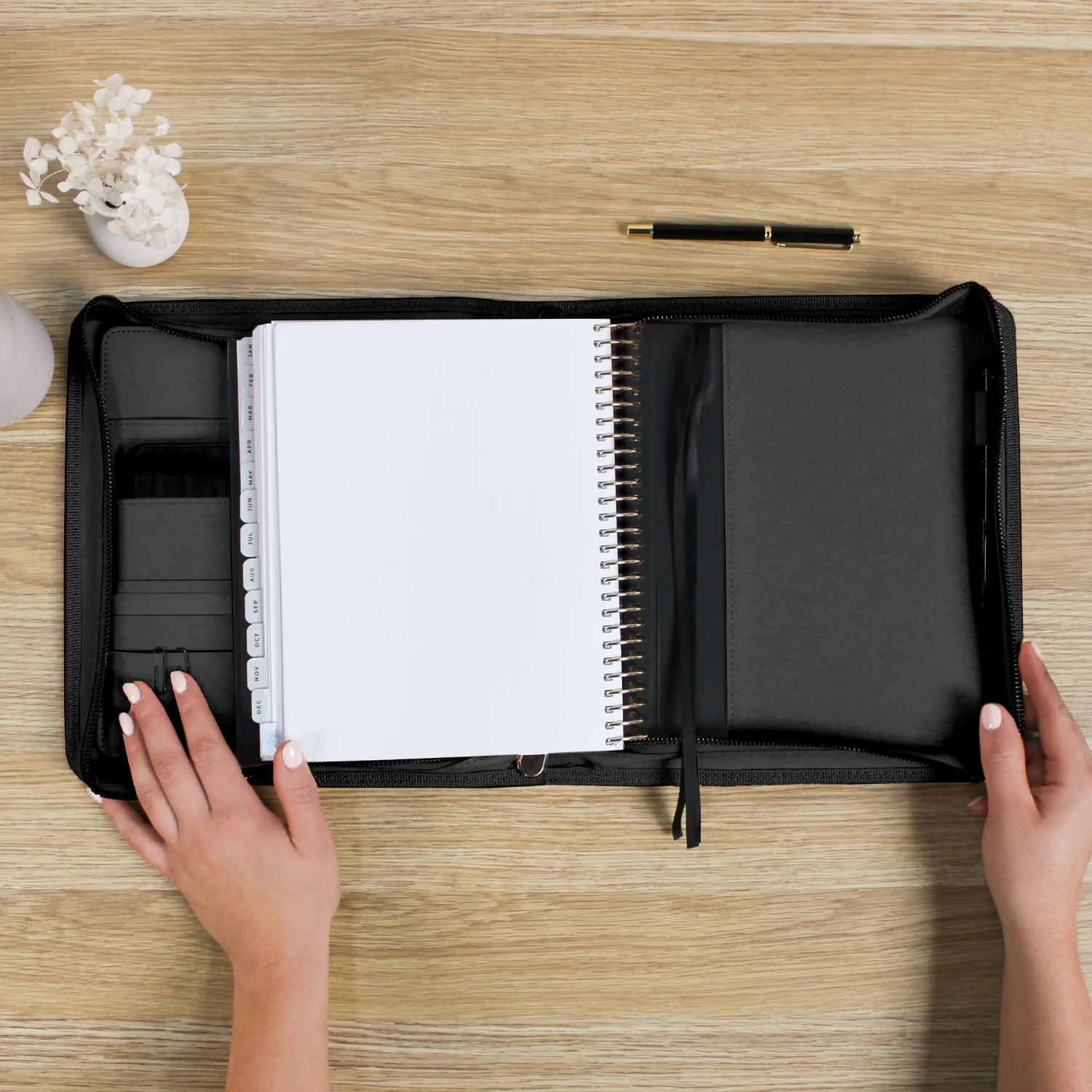 Luxe Zip-up Planner Folio - Black - Small - Image 6