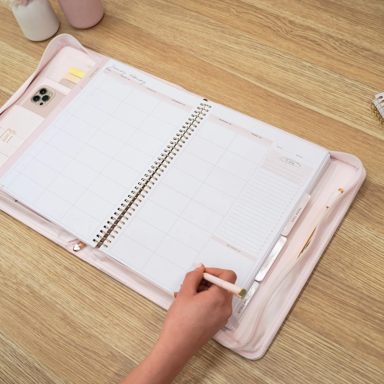 Luxe Zip-up Planner Folio - Blush - Large - Image 12