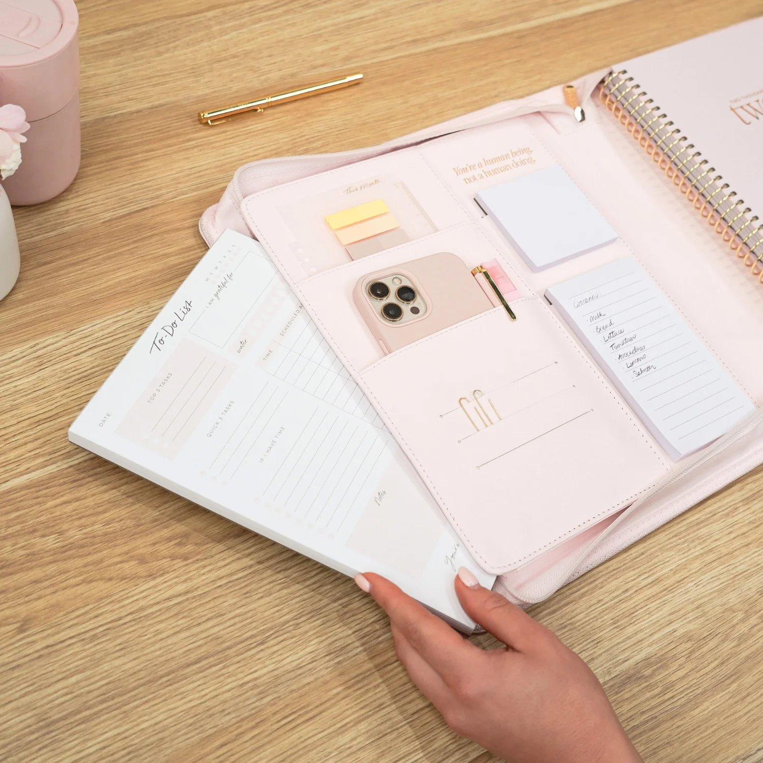 Luxe Zip-up Planner Folio - Blush - Large - Image 13