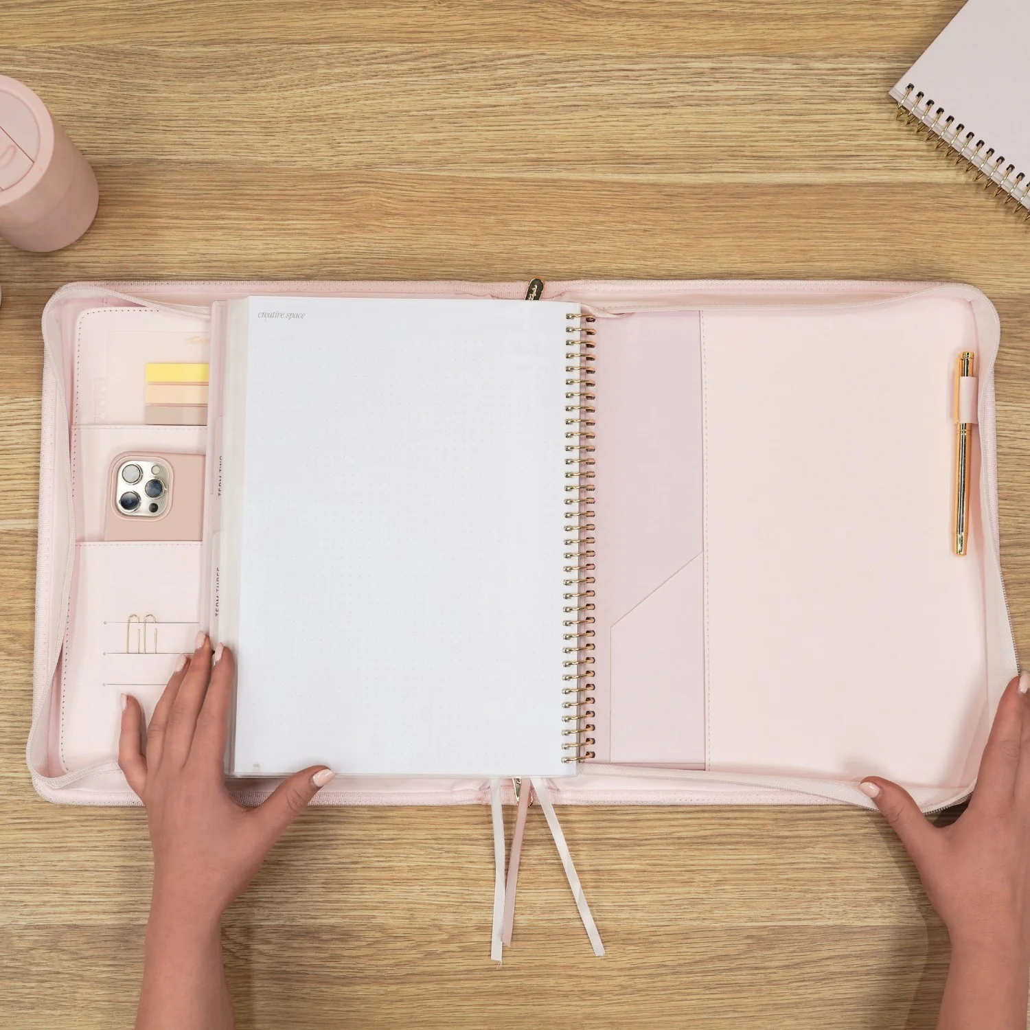 Luxe Zip-up Planner Folio - Blush - Large - Image 14