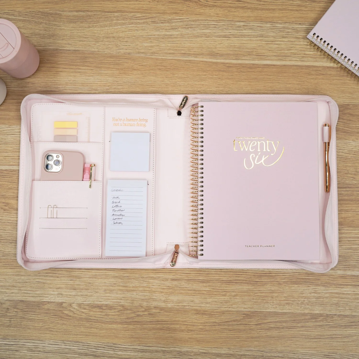 Luxe Zip-up Planner Folio - Blush - Large - Image 3