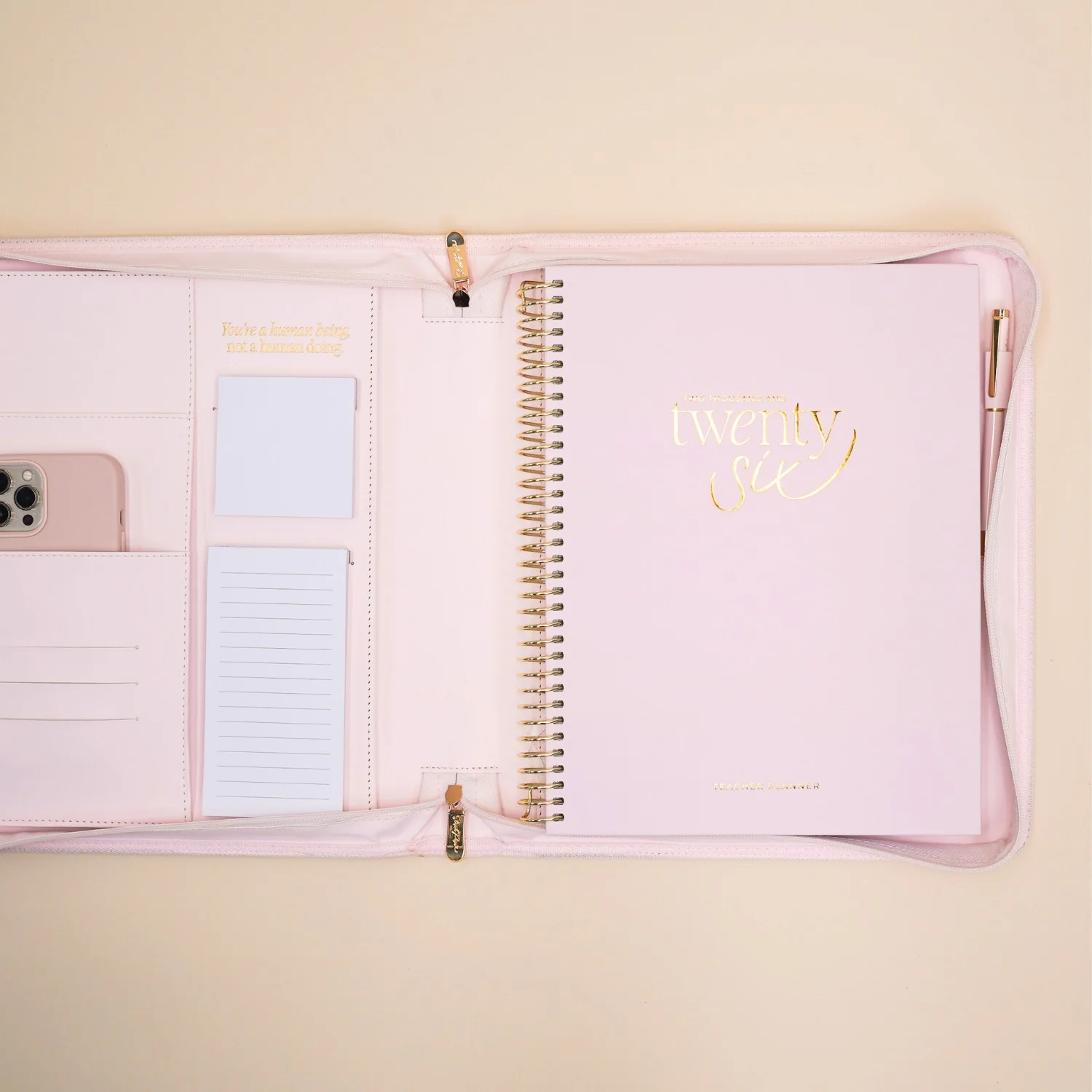 Luxe Zip-up Planner Folio - Blush - Large - Image 4