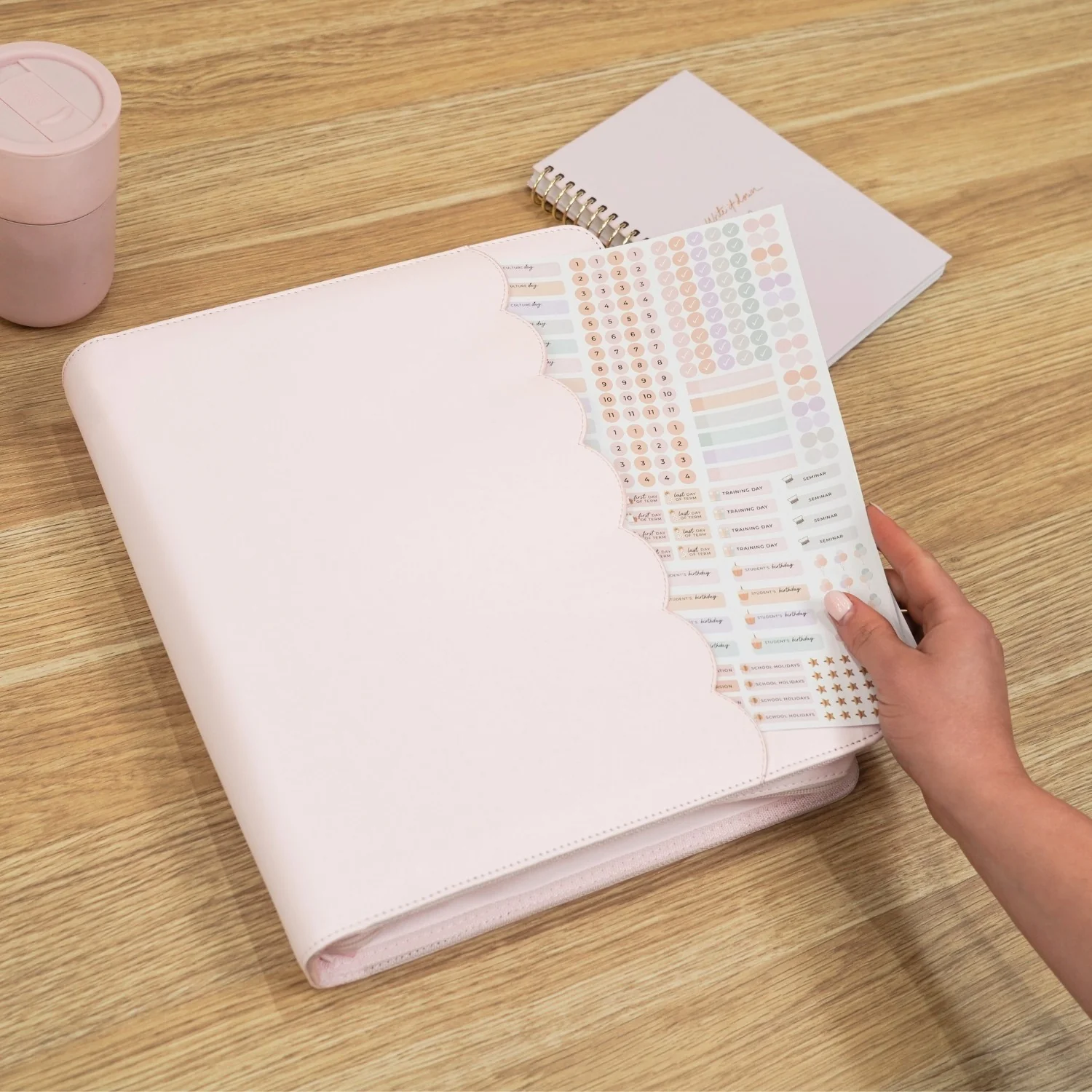 Luxe Zip-up Planner Folio - Blush - Large - Image 5